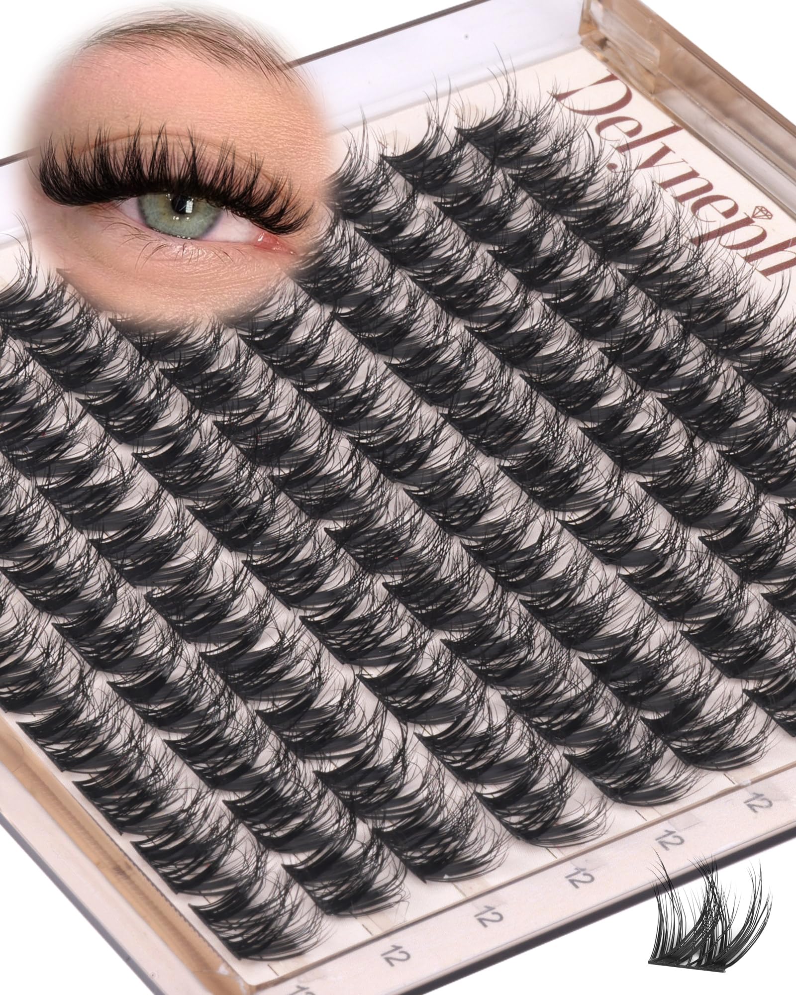 Photo 1 of Delyneph Wispy Lash Clusters - 12mm Black