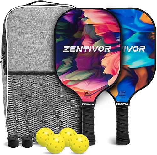 Juego de 2 palas de pickleball ligeras de fibra de carbono  Juego familiar aprobado por USAPA para principiantes, intermedios, hombres y mujeres