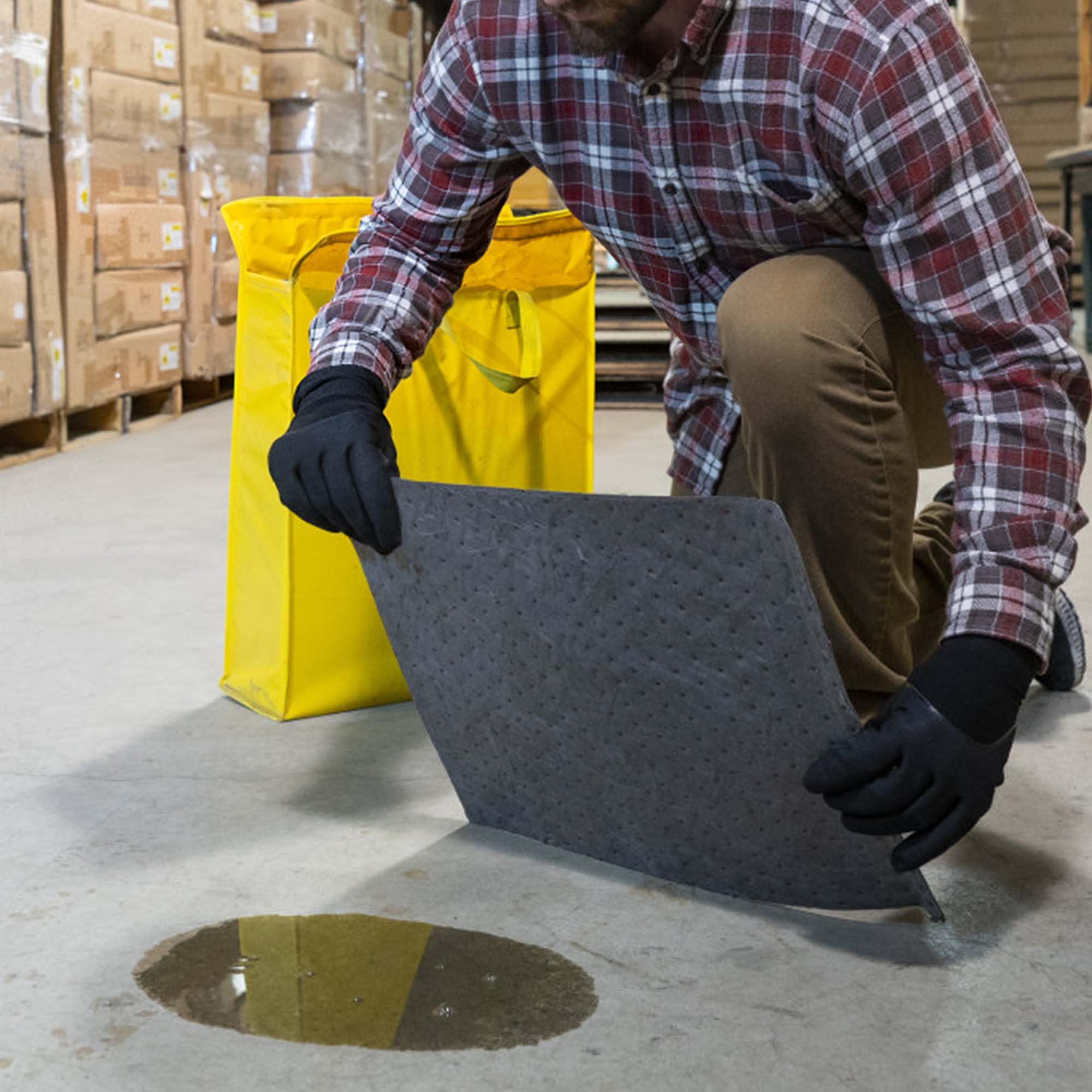 Ölabsorbierende Pads schwere ölabsorbierende Blätter Ölverschmutzungsmatte Grau Ölabsorptionsblätter Öl-Pads für Zuhause, Garage, Keller, Restaurant, Küche, 50 x 40 cm, 100 Stück, S05Y2KM0001