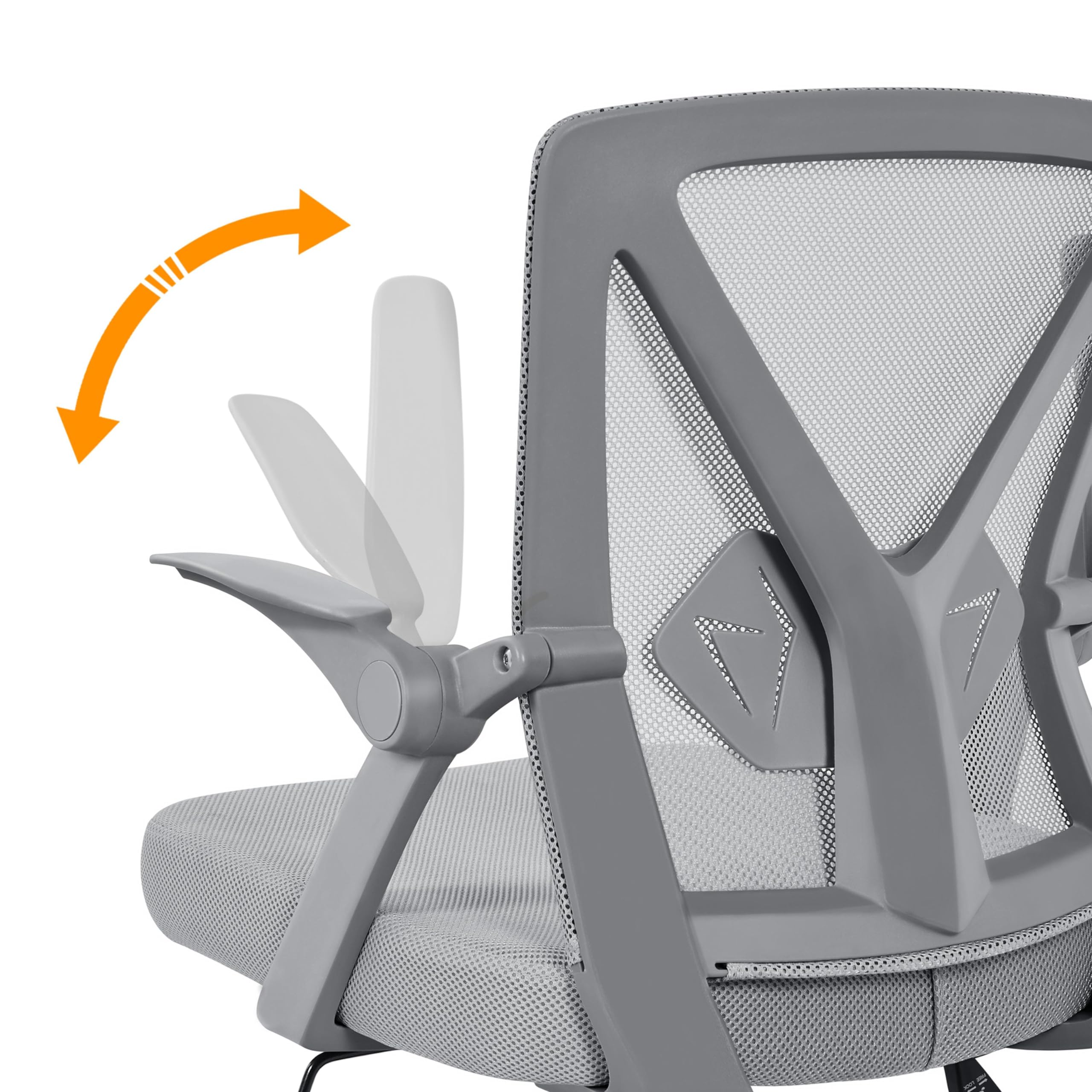 Yaheetech Bürostuhl Schreibtischstuhl mit hochklappbare Armlehnen, Drehstuhl aus Mesh, Office Chair Ergonomic, erstellbaren Lendenwirbelstütze, Wippfunktion, höhenverstellbar Grau