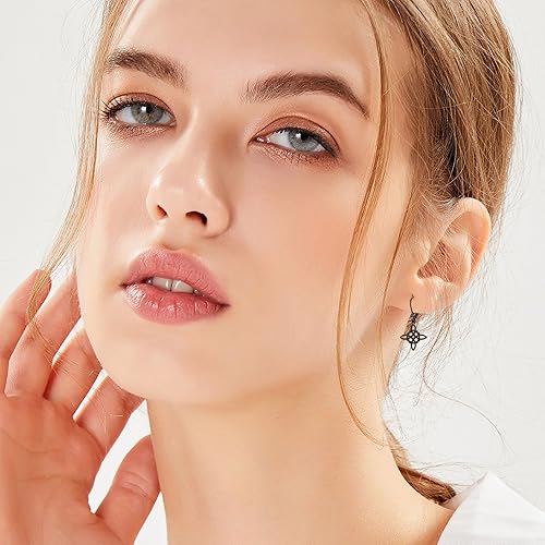 Miniatura 7 de YAFEINI Pendientes de nudo de bruja de plata de ley, aretes colgantes de nudo de bruja, colgante de bruja pagana, joyería de cruz celta para mujeres