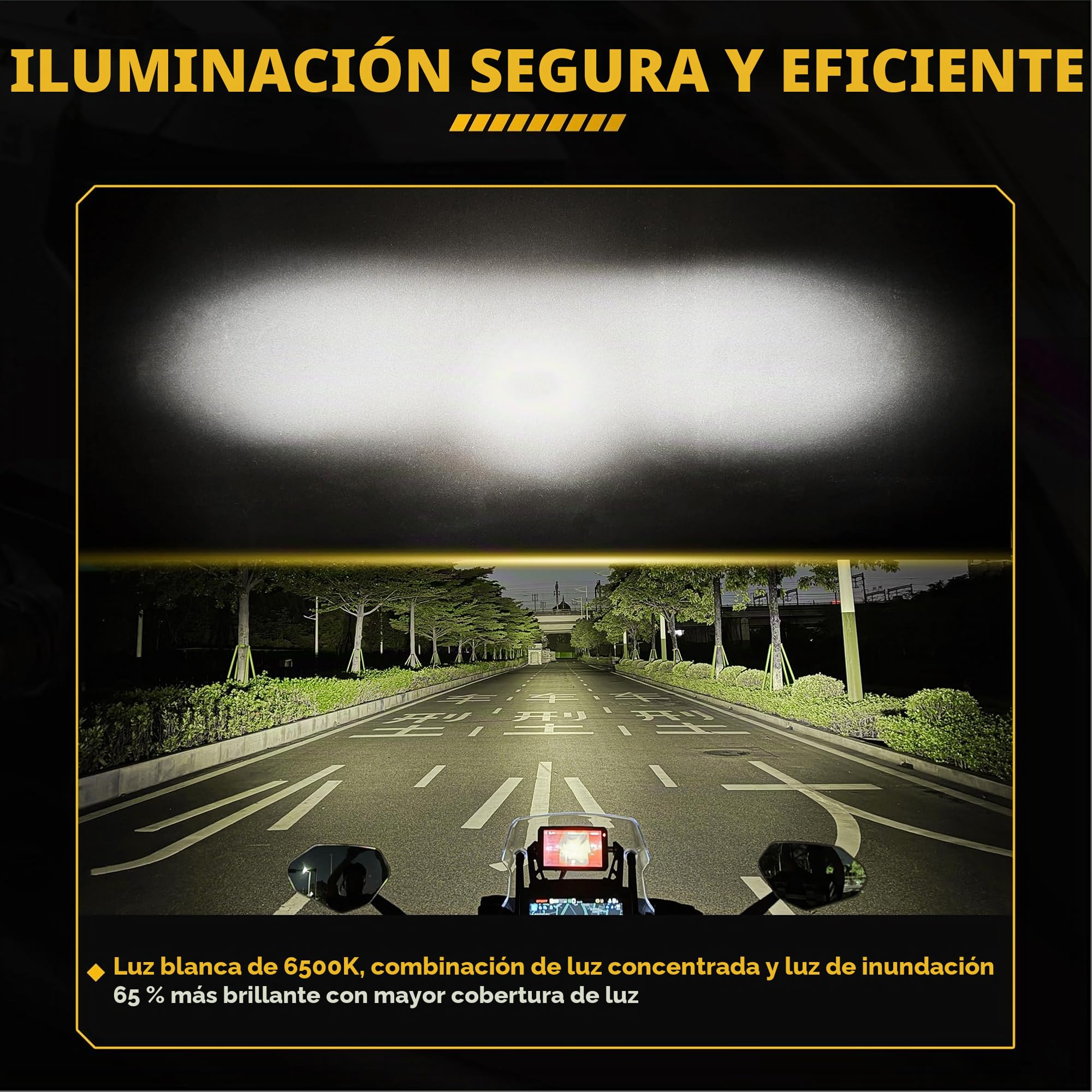 Future Eyes Faros LED Moto Homologados ECE E-Mark E57 – 120W 12000LM Luces Auxiliares, Faros Antiniebla LED, IP67 Impermeable, Luces Exploradoras Moto, 800M Largo Alcance, 360° Ajustable