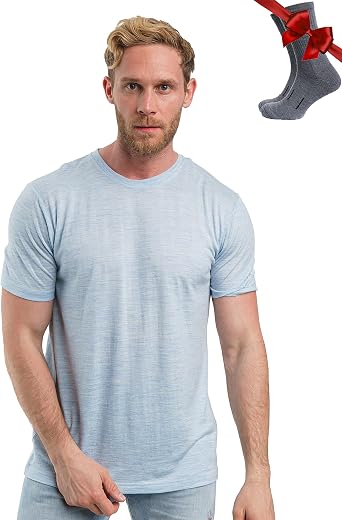 Merino.tech Camiseta de lana merino para hombre, 100% lana merino orgánica,  capa base ligera + calcetines de lana para senderismo : Ropa, Zapatos y  Joyería - Amazon.com