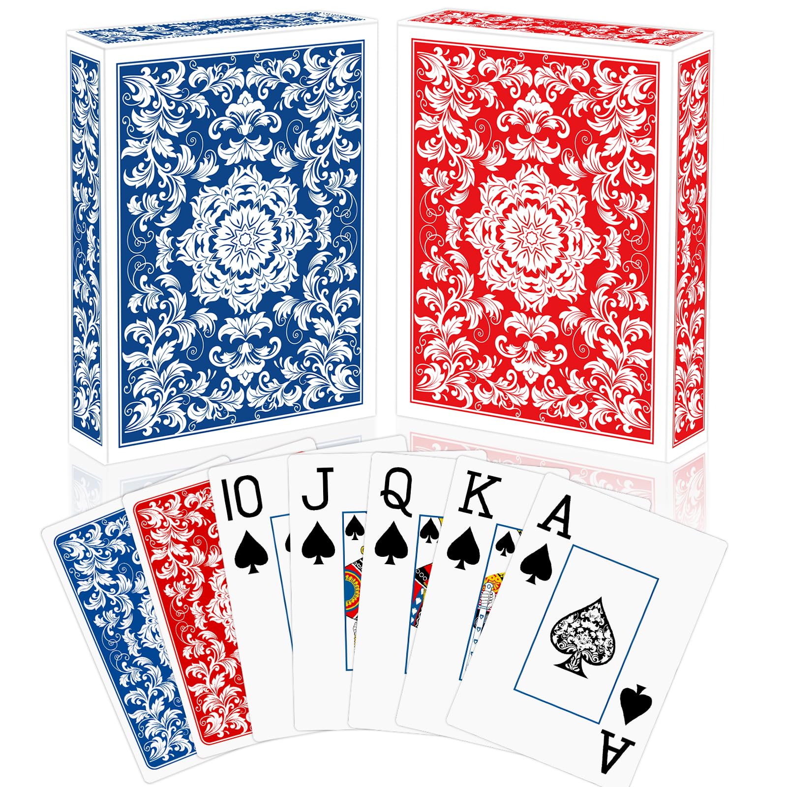 Metsyth Playing Cards,Deck of Cards,Playing Card 2 Pack,Poker Cards Professional Set,Jumbo Index Large Print Playing Cards for Adults Seniors,Card Games for Family Game Night Party (Blue and Red)