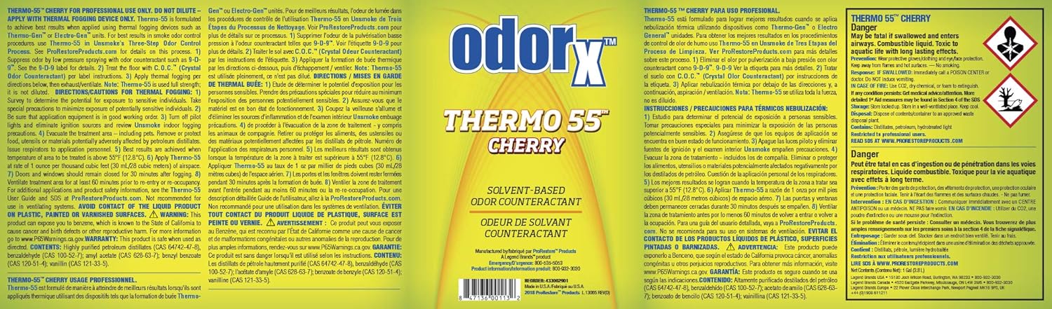 ODORx Thermo 55 Cherry Solvent-Based Odor Counteractant for Thermal Fogging, 1 Gal