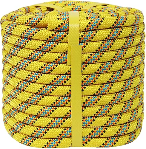 CRAYZA Cuerda de poliéster doble trenzada (12 pulgada x 50 pies), cuerda de aparejo de arborista fuerte, 48 hebras para trabajo de árboles, tirar,