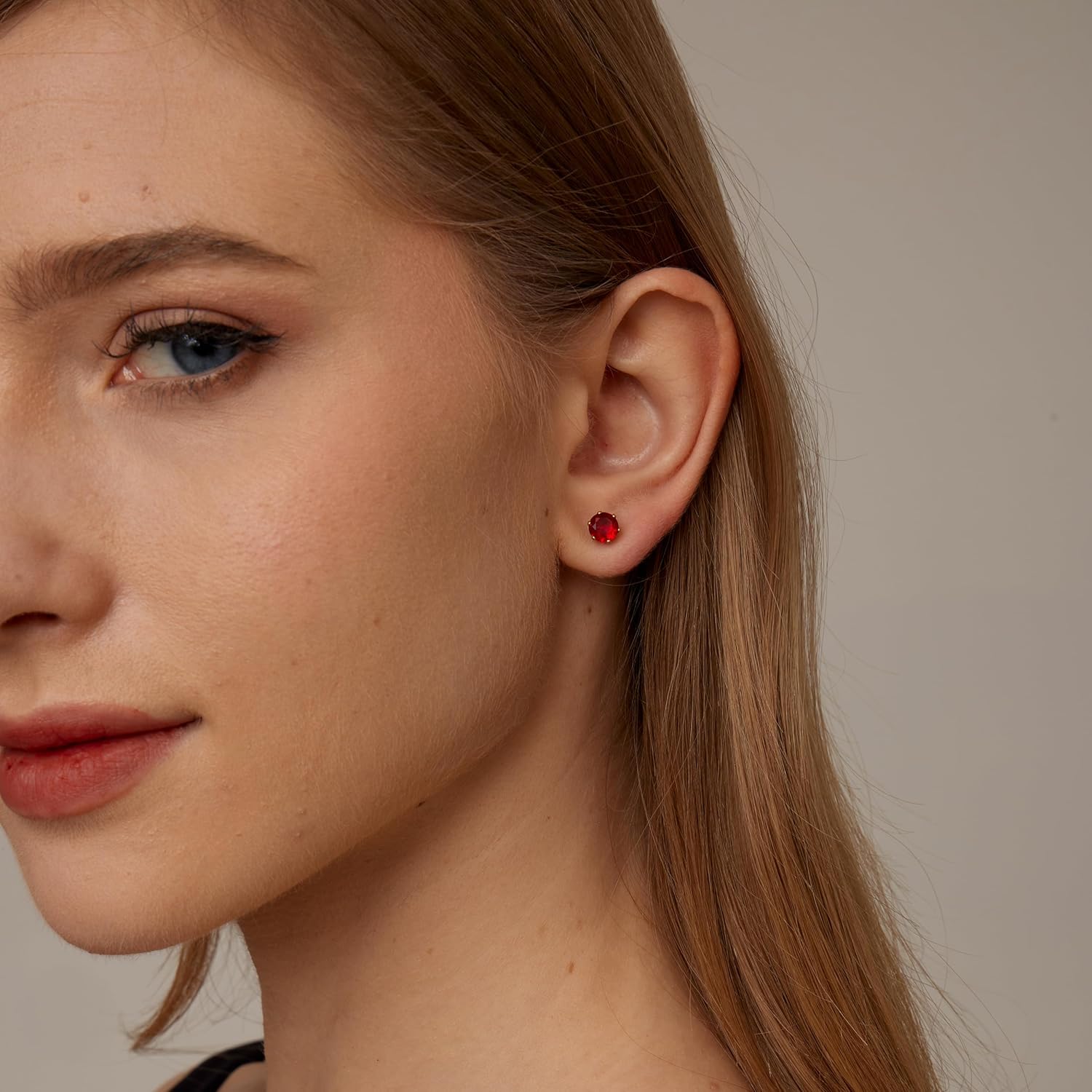 18K Gold Plated Cubic Zirconia Stud Earrings Hypoallergenic Stainless Steel CZ Earrings Multicolor Round Birthstone Stud Earrings for Women Birthday Jewelry - Image 4