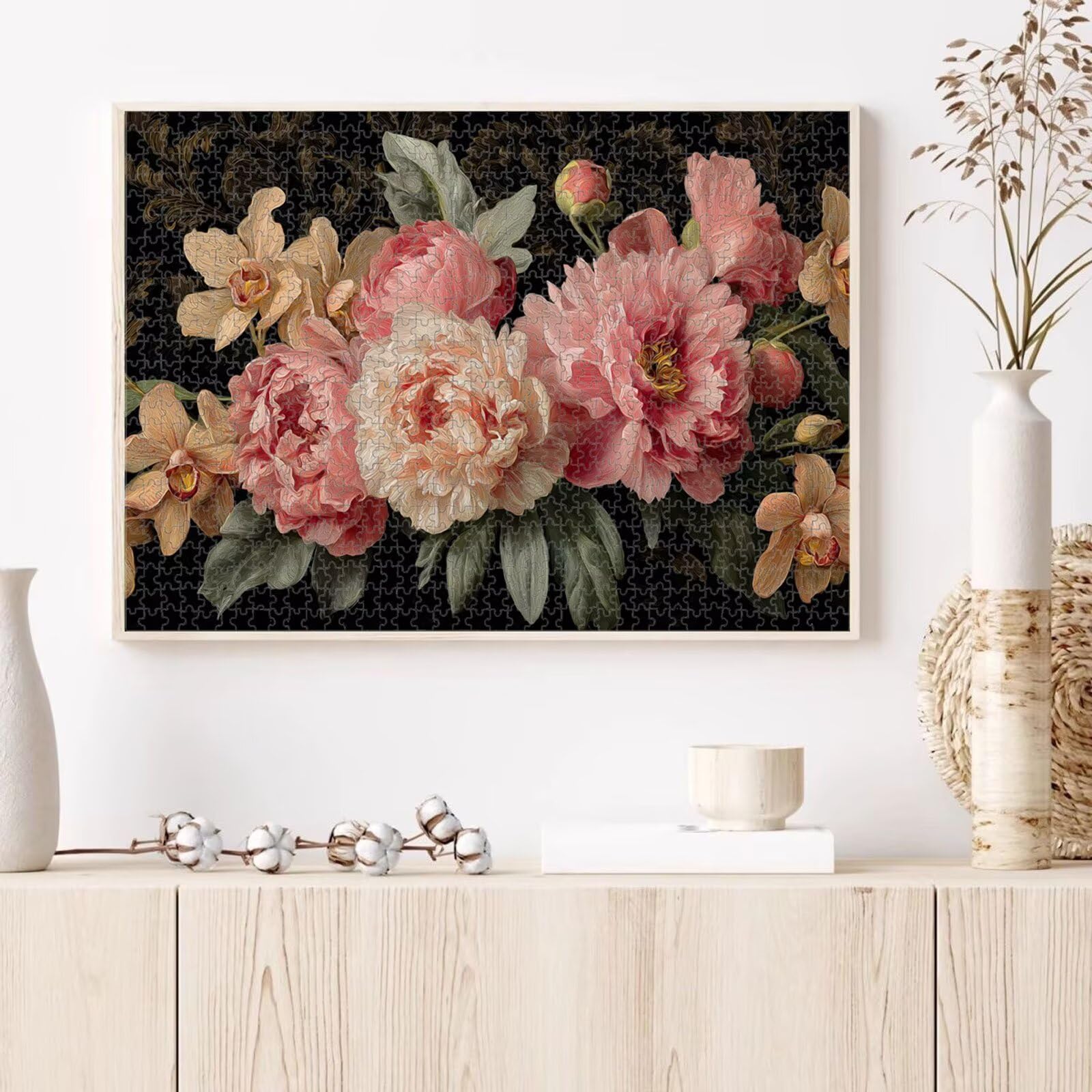 Puzzle 5000 elementów, kwiat i róża trwałe drewniane puzzle 1T#684 | Drewniane puzzle, precyzyjne cięcie, żywe atramenty, relaksujący wypoczynek, wystrój domu, prezent, 105x181cm