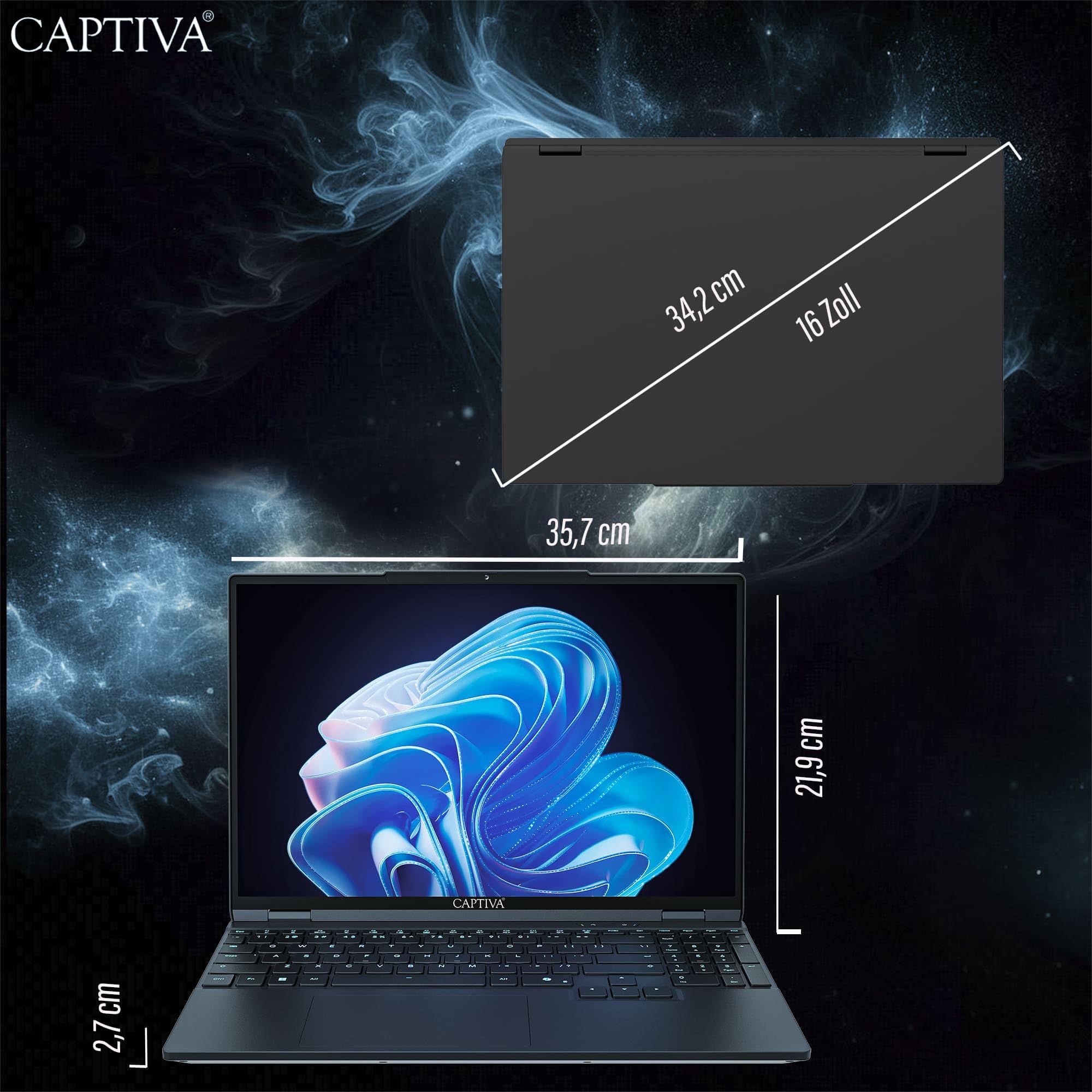 Captiva Notebook Highend Gaming R10-3078GE | AMD Ryzen 7 255 | 32GB DDR5 RAM | NVIDIA GeForce RTX 5070 8GB | 1 TB SSD | 15,3 Zoll WQXGA 180Hz | Windows 11 Home