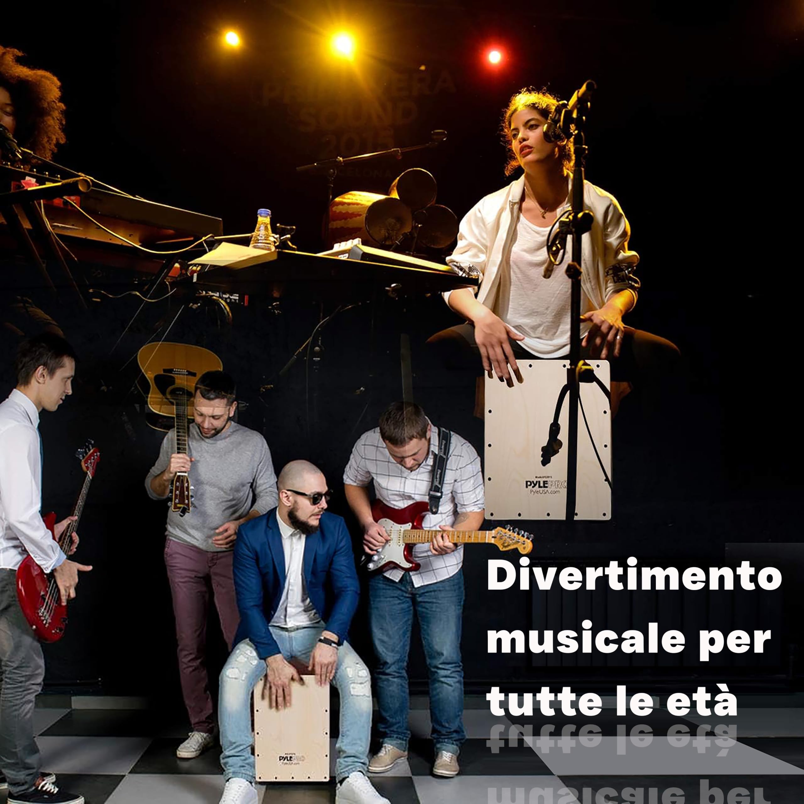 Pyle Cajon Strumento Musicale in Betulla Compatto, Percussione in Legno con Corde Interne, Suono Profondo, per Bambini e Adulti