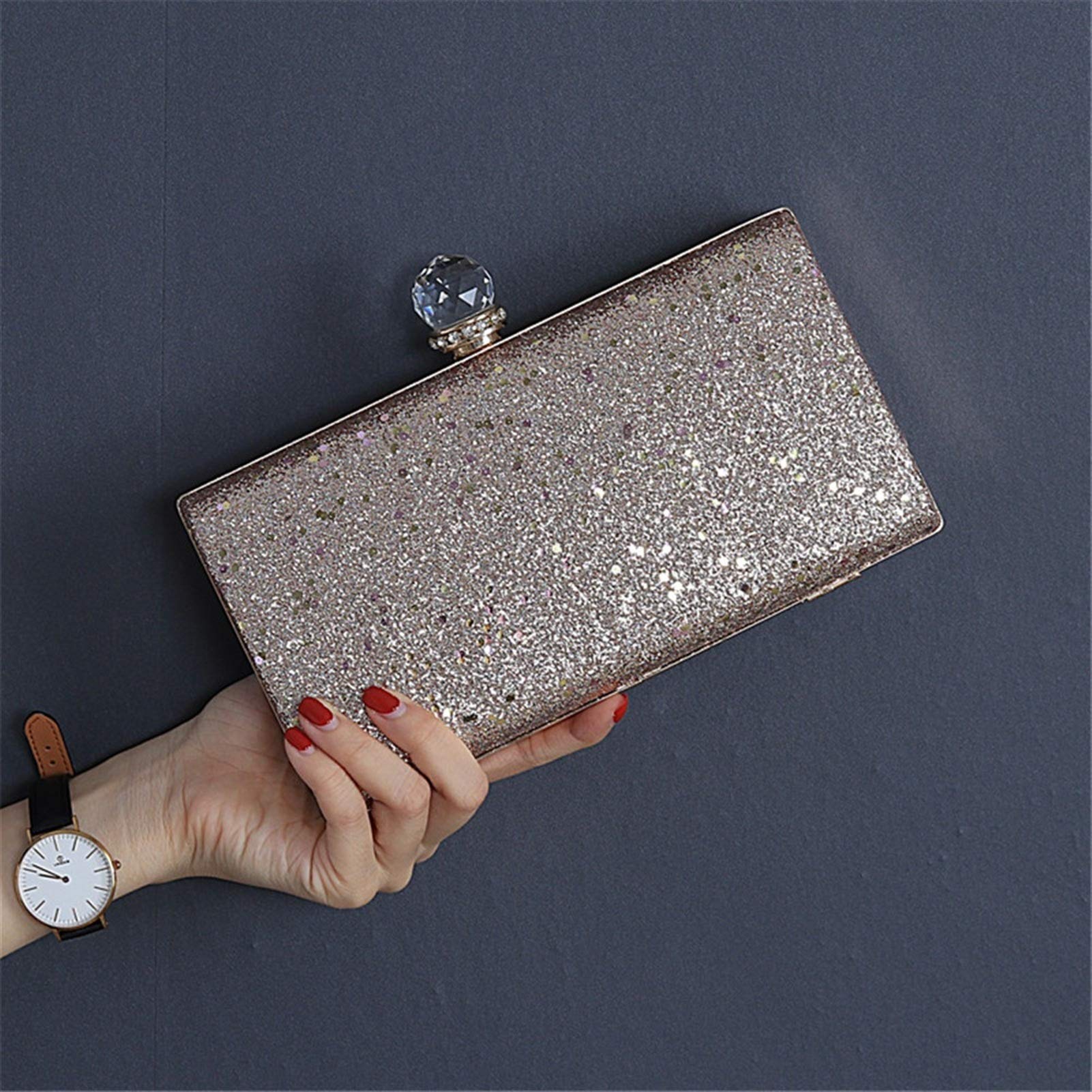 Bolso de Noche Mujeres Clutch Fiesta Ceremonia, Bolso de embrague de noche elegante Bling Bling lentejuelas Rhinestone de noche cóctel nupcial Prom Mensajero monedero bolso Crossbody Bolso Nupcial Clá
