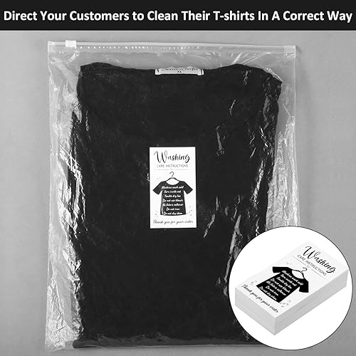 Miniatura 6 de Zonon 100 piezas de instrucciones de lavado de camisetas negras tarjetas de instrucciones de cuidado de la camisa con camisa gráfica tarjetas de