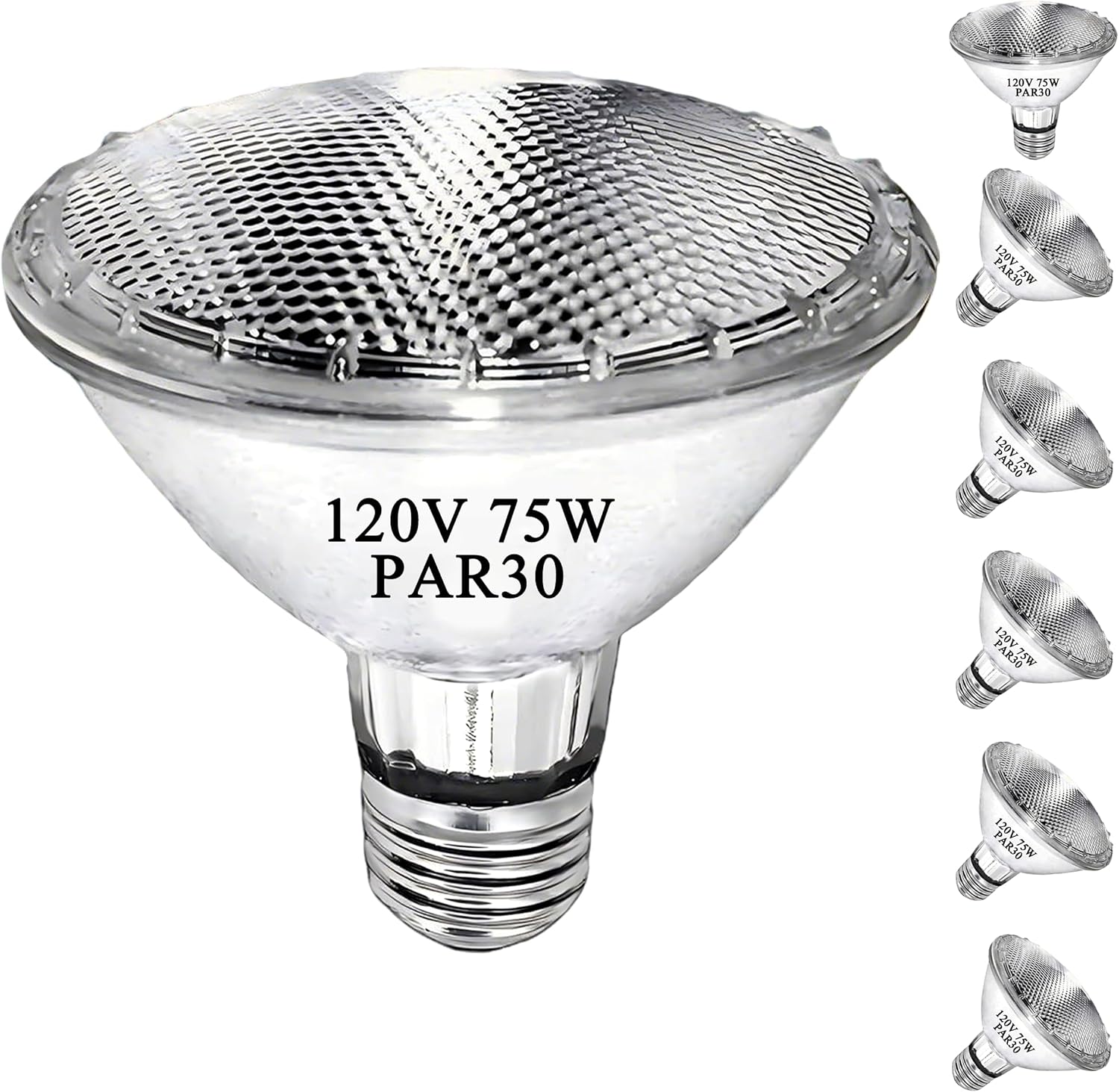 PAR30 Short Neck Halogen Flood Light Bulbs, 120V 75W PAR30 Light Bulb, Dimmable, High Output, E26 Medium Base, 2700K Warm Lighting, 3000 Hours for Recessed Light Bulb(6 Pack)