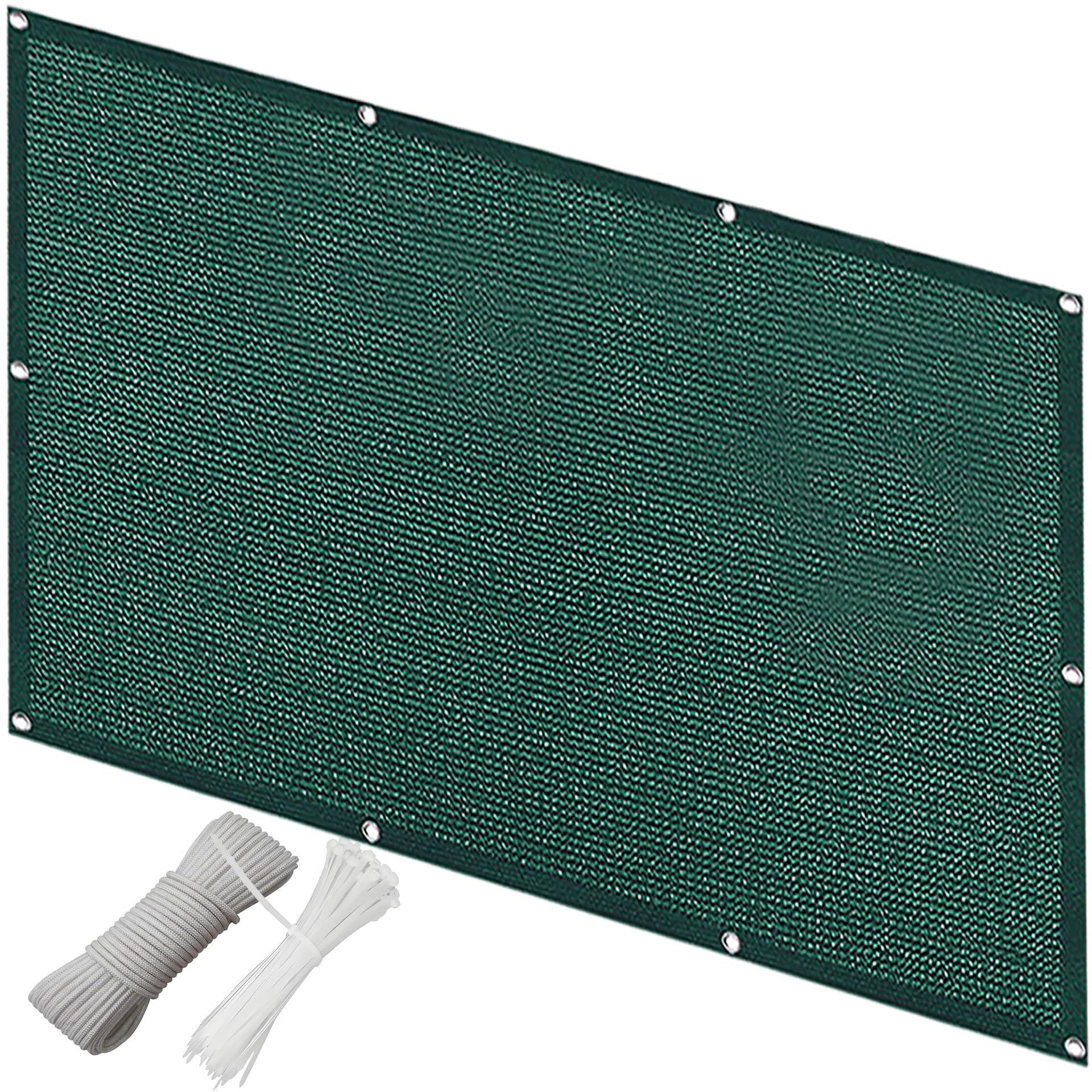 QINLIQIN Wave Shade Cloth Sail 0.5 x 6 m Porch Privacy Fence Cover UV Protection, Anti-Peeping with Rope and Stainless Steel Eyelets for Outdoor Pool, Porch, Railing, Dark Green
