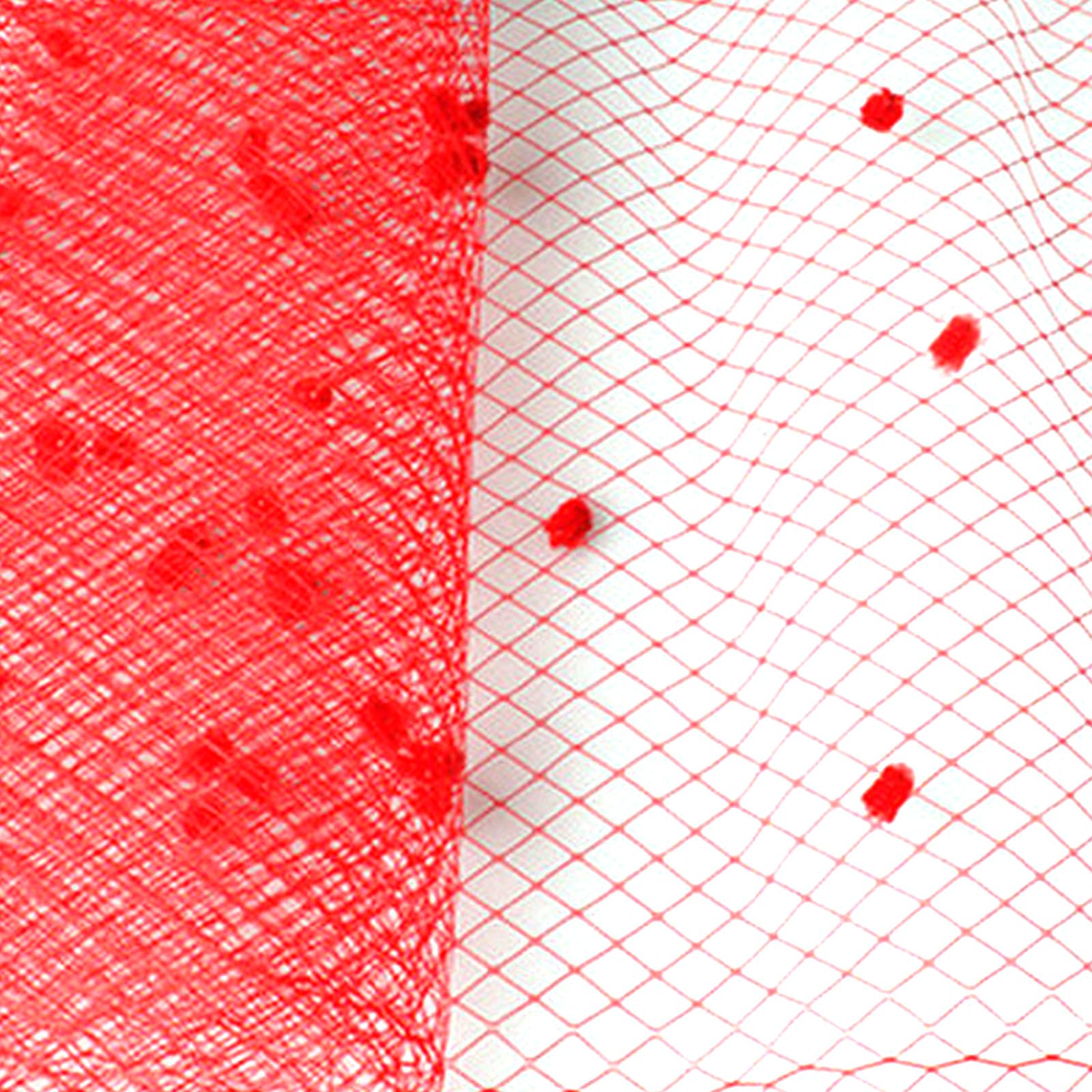 Yuxita Red 45Cm Wide Veiling Net Sinamay Hat Veil Netting Fabric For Bowknot Headband Making Project Fascinator Hat Craft Materials
