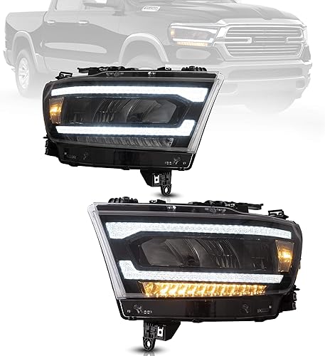 Miniatura 1 de VLAND Conjunto de faros delanteros para Dodge RAM 1500 TradesmanBighornLaramieRebel 2019-2021 (no para Classic y TRX) con cuenco de reflexión LED,