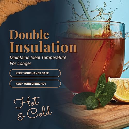 Miniatura 3 de Tazas de café de vidrio aislado de 8 onzas, tazas de doble pared con asa, perfectas para café, expreso, latte, lungo o té, cristalería resistente al