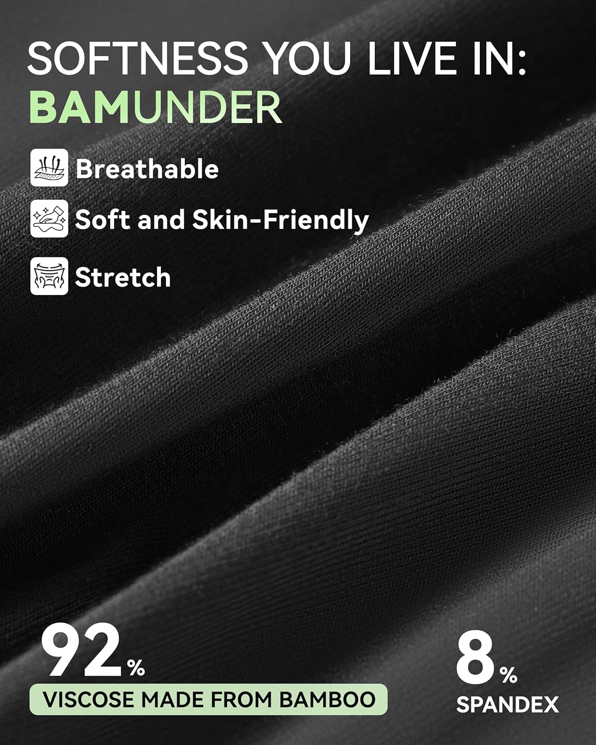 Men's Bamboo Viscose Underwear Boxer Briefs 7 Pack - Breathable Comfort Fit with 3D U-Shaped Pouch & No Ride-Up Legs - Image 2