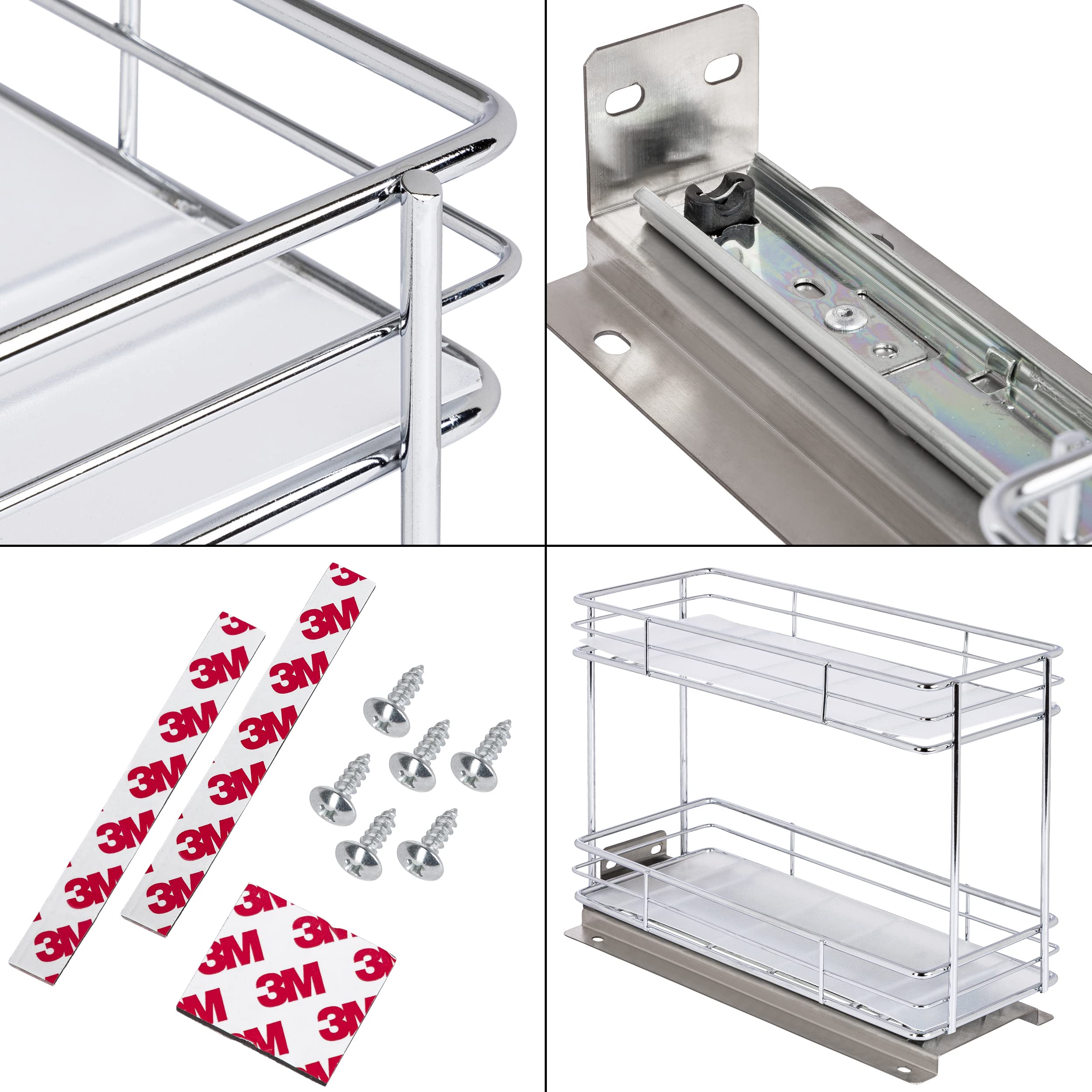ONVAYA® Gewürzregal ausziehbar | Doppelkorb | Gewürzständer aus Edelstahl | Schrankeinsatz für die Küche | Regal Organizer | Teleskop-Gewürzregal für Schränke und Schubladen