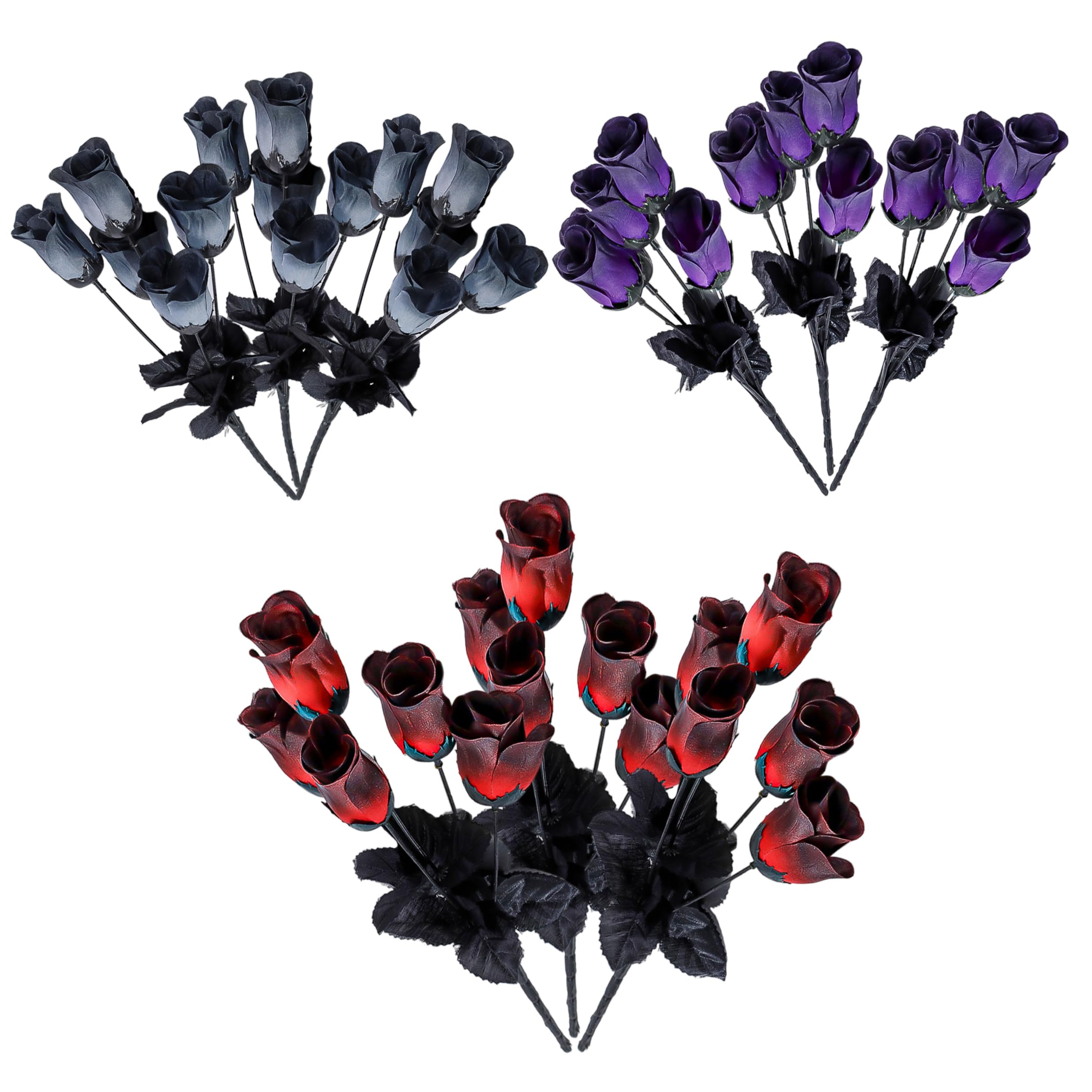 Fleurs gothiques artificielles de 16 Pouces aux nuances rouge, gris et violet