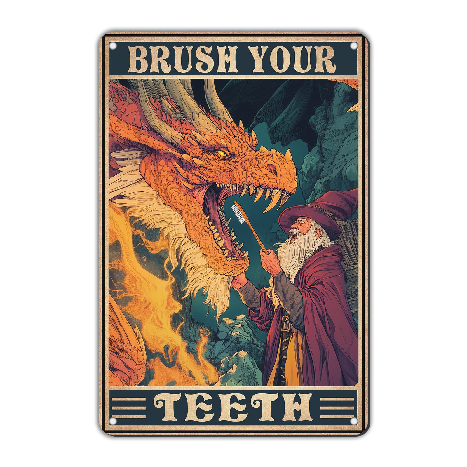 Jaesxxco Retro Metal Sign Brush Your Teeth Rerto 5.5x8inch Aluminum Wall Mount Decor