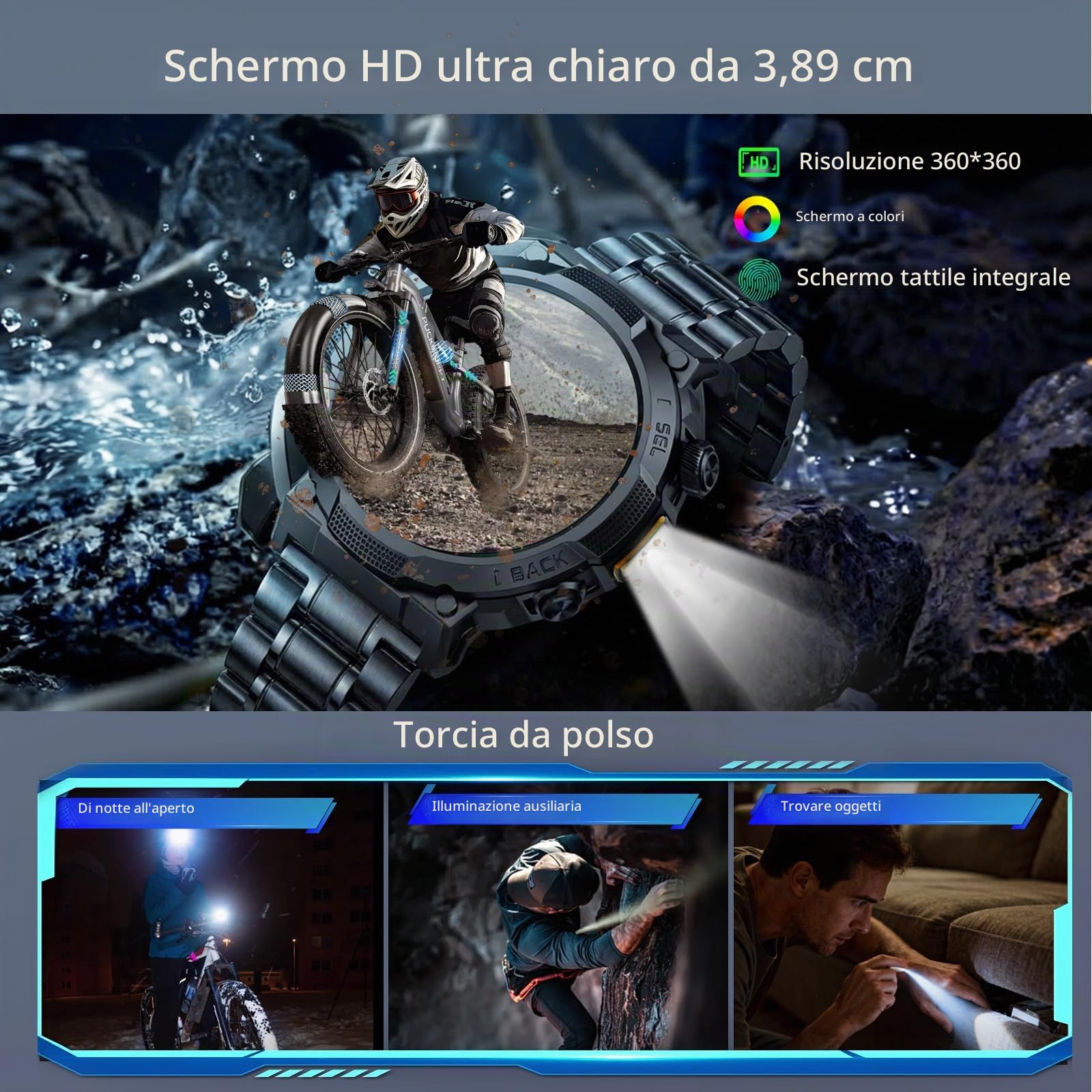 Smartwatch Uomo Militare GPS, Orologio Smartwatch Uomo,Batteria 1000 mAh | 1.53" con Chiamate Bluetooth, 100+ Modalità Sportive, Monitoraggio Sonno e Cardiofrequenzimetro per IOS/Android