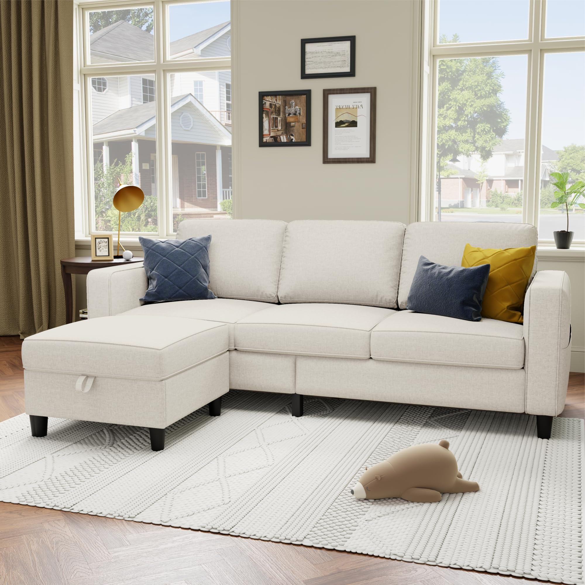Youmumeub Linen Sectional Sofa