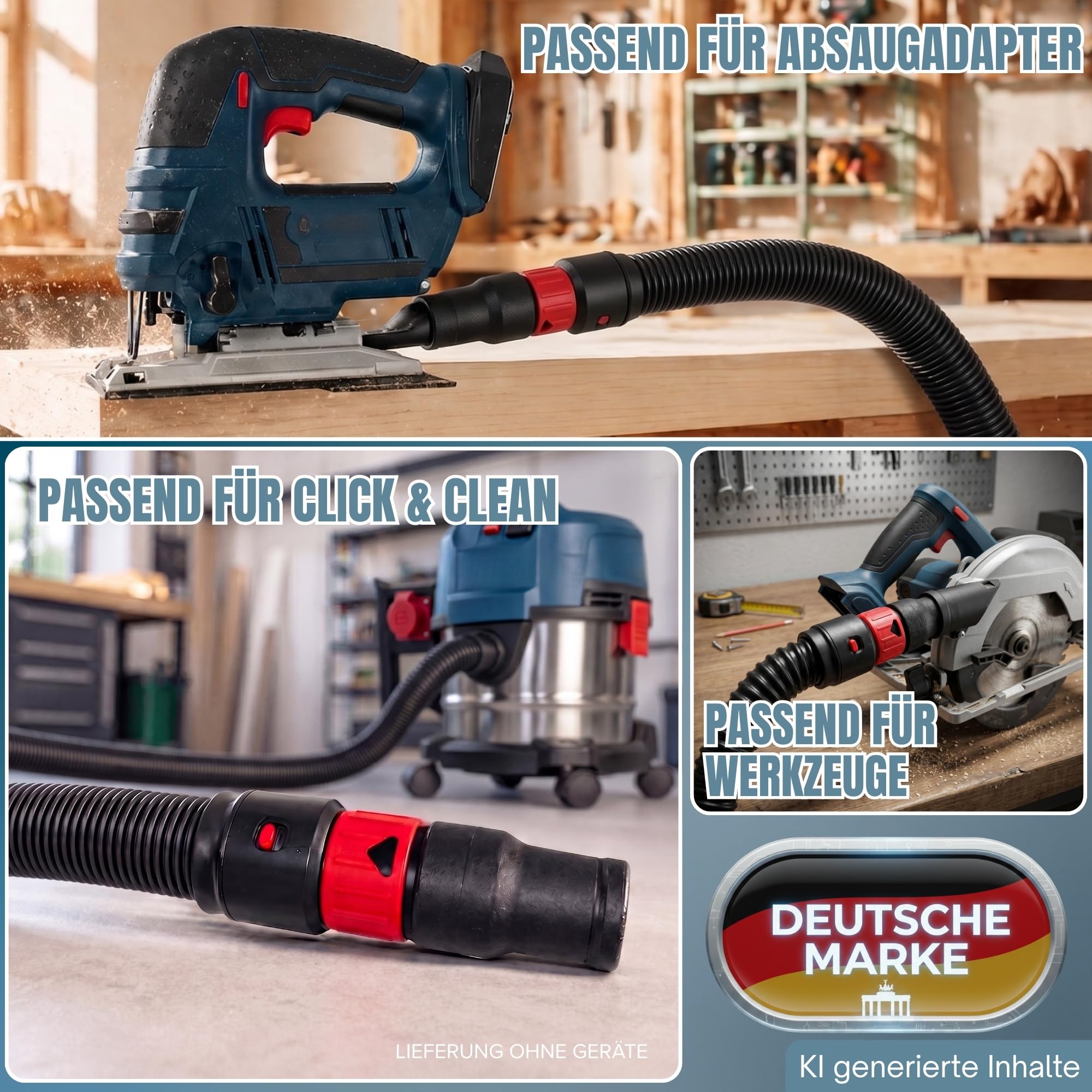 2,5m Staubsaugerschlauch passend für Bosch Professional GAS 12 25 L SFC 35 50 M 55 Sauger – Ersatzschlauch Staubsauger Schlauch inkl. Werkzeugmuffe & Click-Anschluss