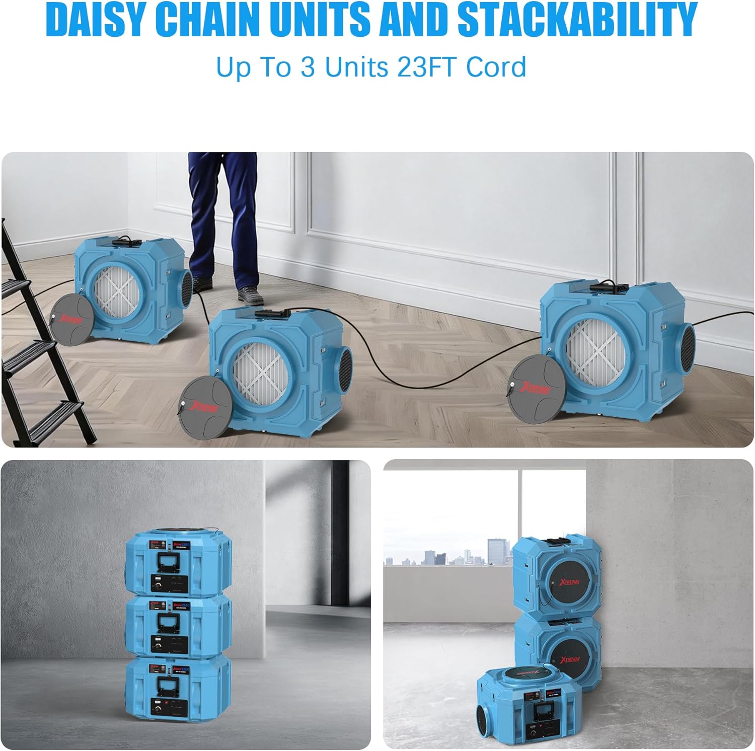 800CFM Hepa Air Scrubber with 4-Stage Filtration, Stackable Negative Air Machine, Commercial Air Purifier with MERV-10/HEPA/Carbon Filters for Water Damage, Construction, Industrial and Home Use