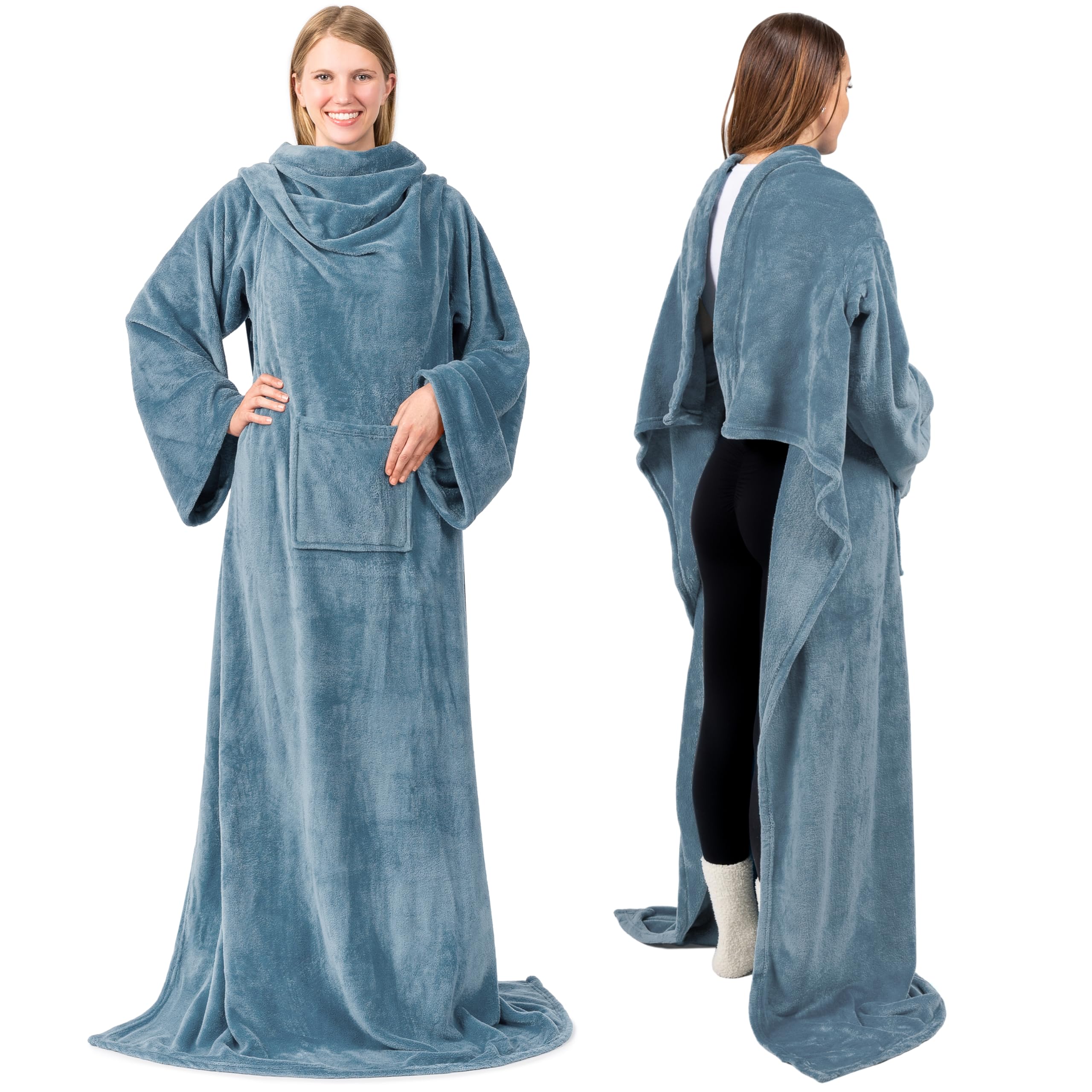 PAVILIA Wearable Blanket with Sleeves for Adult Women Men, Cozy Fleece Warm Wrap Throw with Arms, Gifts for Christmas, WifeOEKO-TEX STANDARD 100
