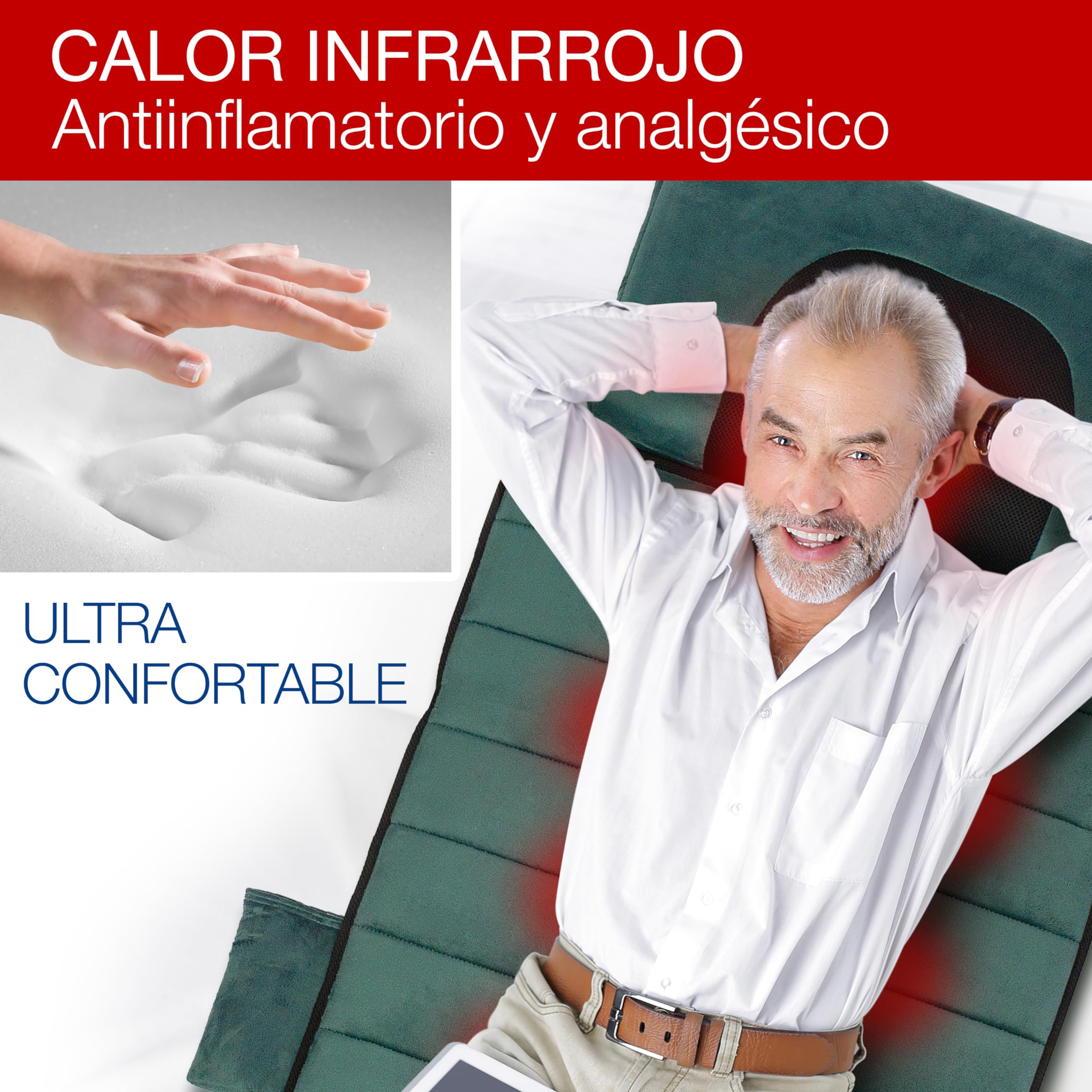 GALERIA DEL COLECCIONISTA Sistema de Masaje Triple SPA: Colchón de Masaje Cuerpo Completo Shiatsu Vibración Termoterapia Viscoelástica Almohada Ergonómica Desmontable Plegable