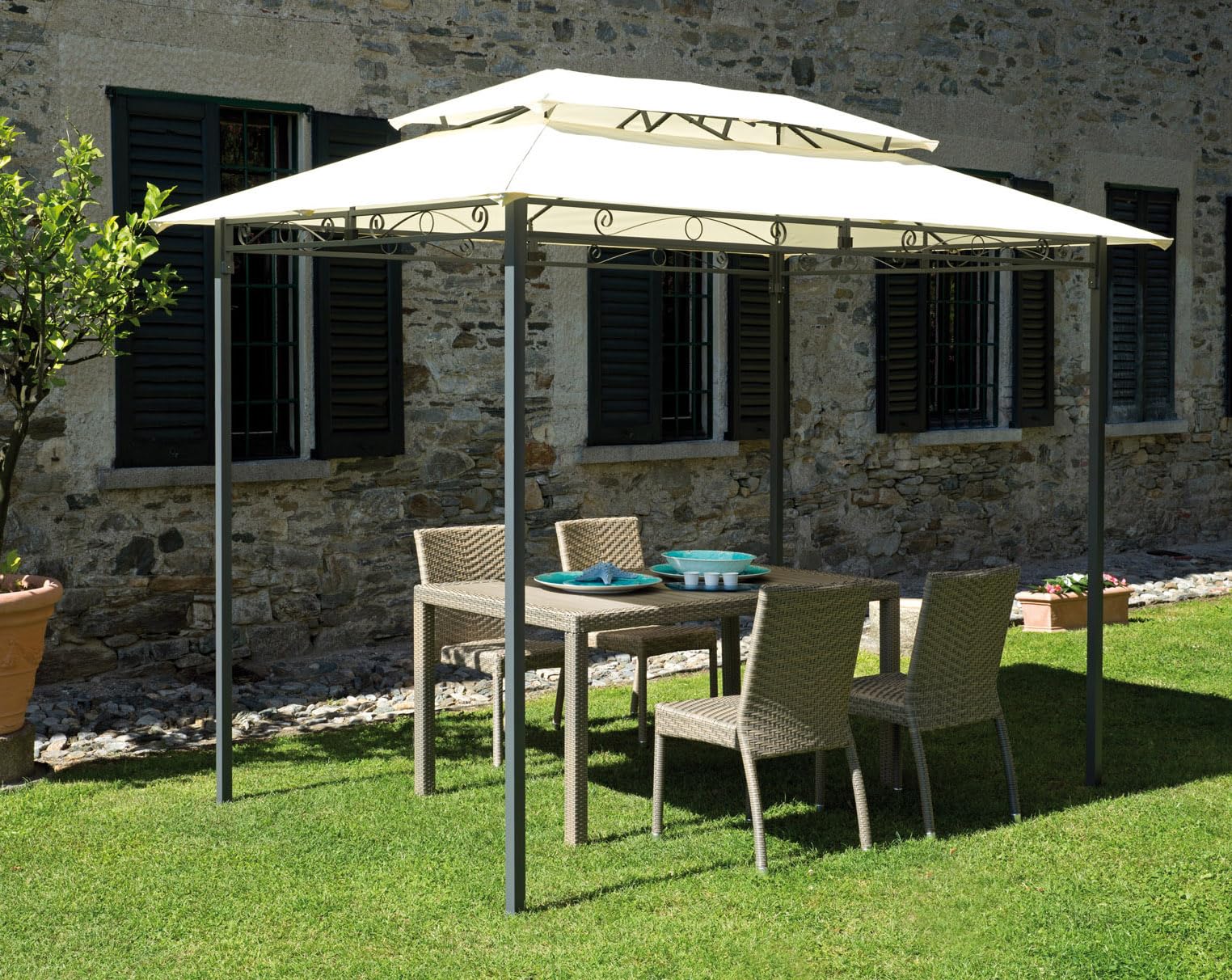 Greenwood - Telo di ricambio per gazebo GAZ363, 3X2m, antivento, poliestere 180 gr., colore: ecrù
