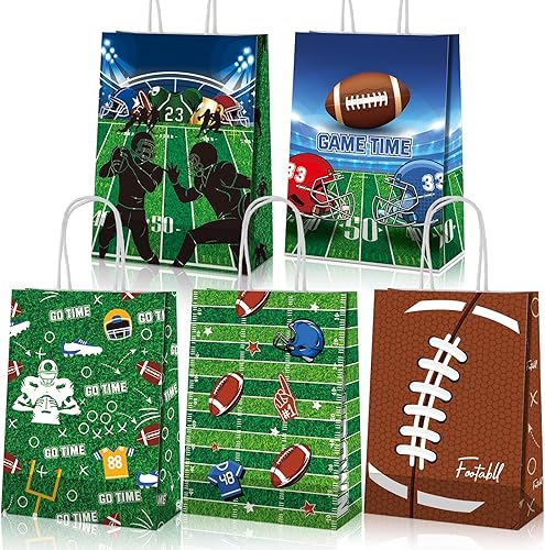 Zonon Paquete de 20 bolsas de regalo de fiesta de fútbol, bolsas de regalo de dulces de fútbol con capucha para suministros de fiesta de fútbol,