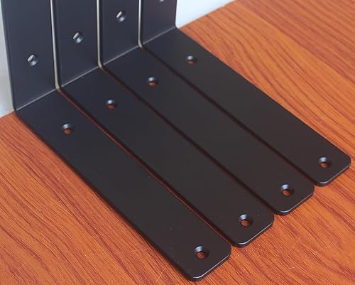 Miniatura 213 de Paquete de 4 soportes en L para estante, 8 pulg. largo x 6 pulg. alto x 1.5 pulg. ancho, grosor 03/64 pulg., soporte de hierro, metal, industrial