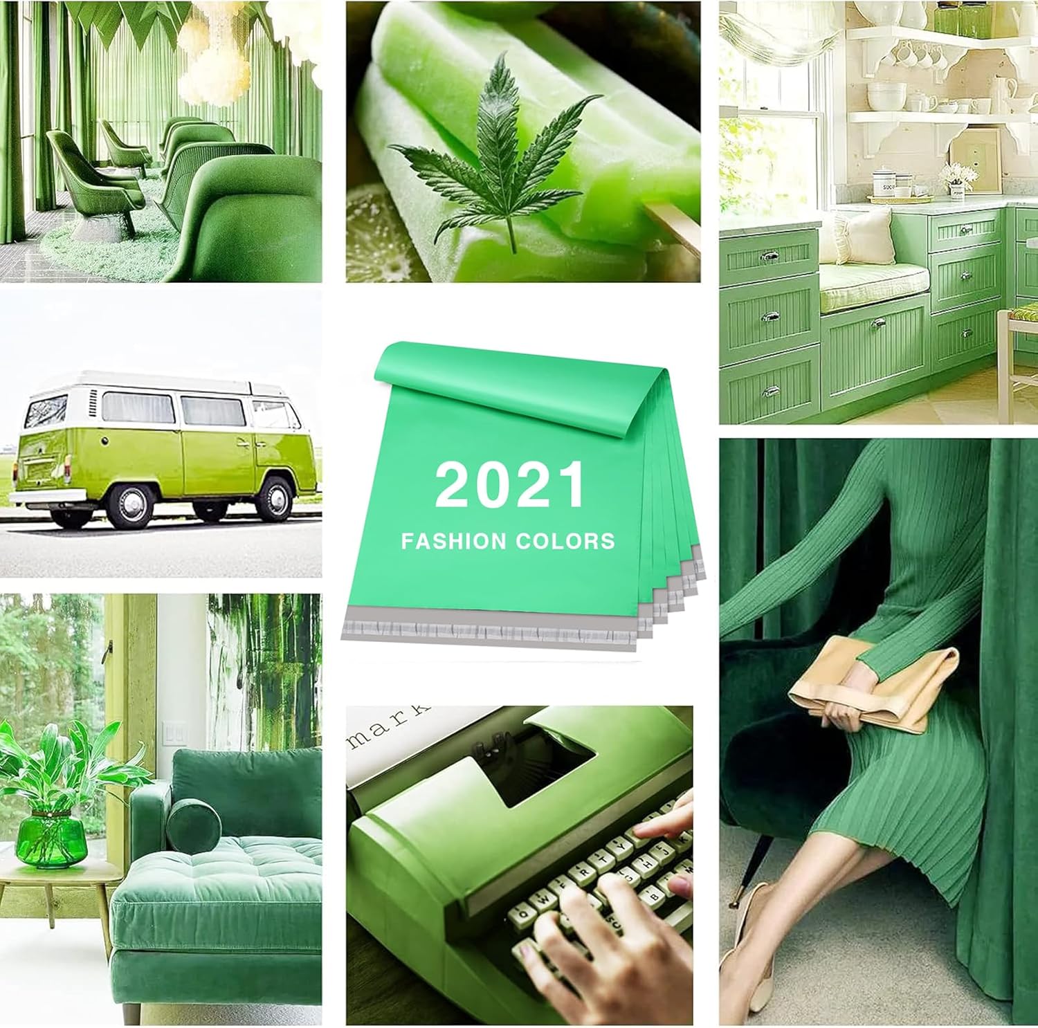 Metronic Poly Mailers 14.5x19 100 Pcs | Medium Size Shipping Bags for Clothes | Large Poly Mailer Bags, Shipping Envelopes, Mailing Bags for Small Business, Strong Adhensive Poly Bags Green