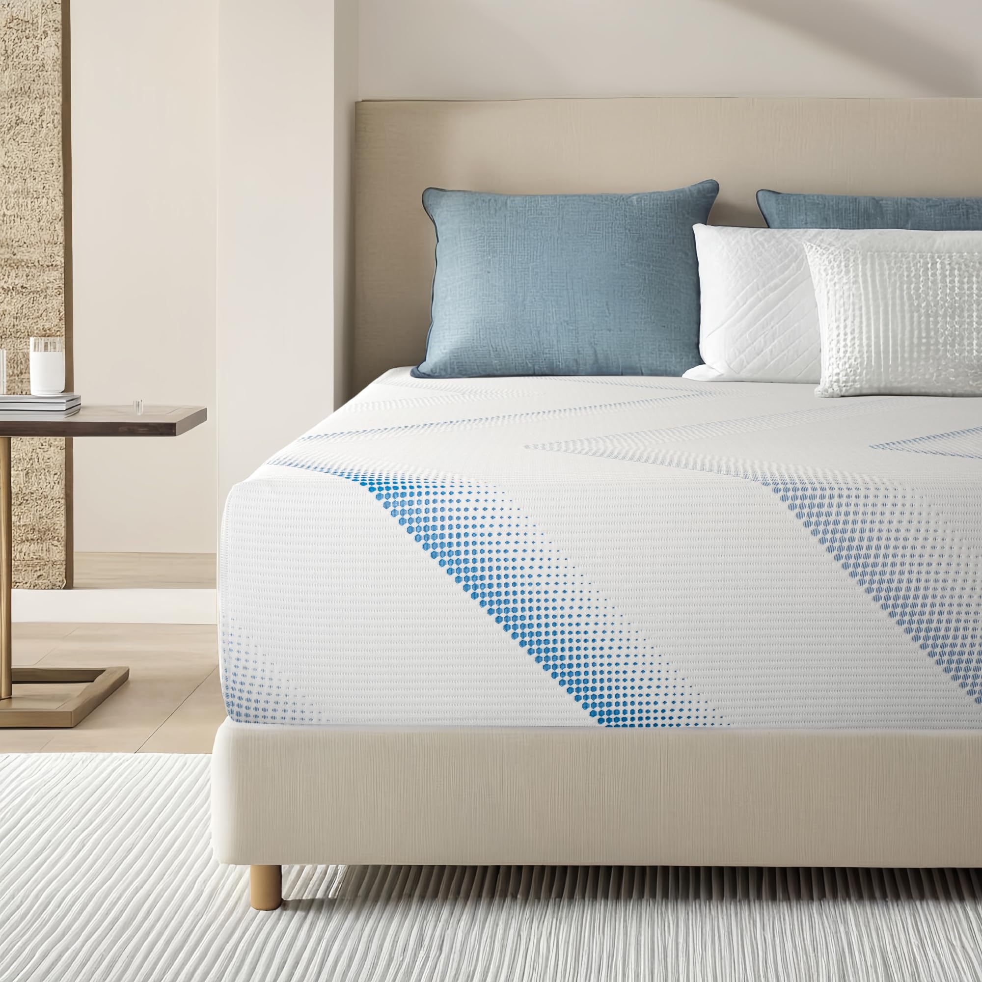 Queen Mattress Medium Firm 12 Inch Memory Foam Colchones Bed in a Box Cooling Gel Green Tea Queen Size Mattress with Breathable Soft Fabric Cover CertiPUR-US Pressure Relieving