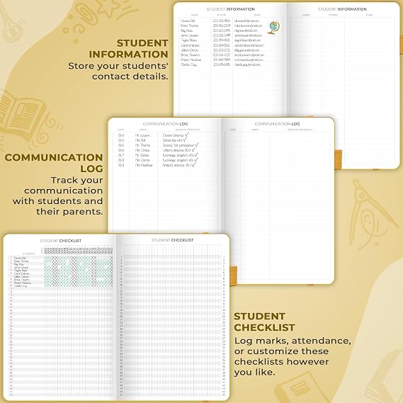 Clever Fox Teacher Planner School Year Planner with Calendars & Lesson Plans Teacher Plan Book for Classroom & Homeschool Organization - Undated, 7x10, Hardcover (Amber Yellow)