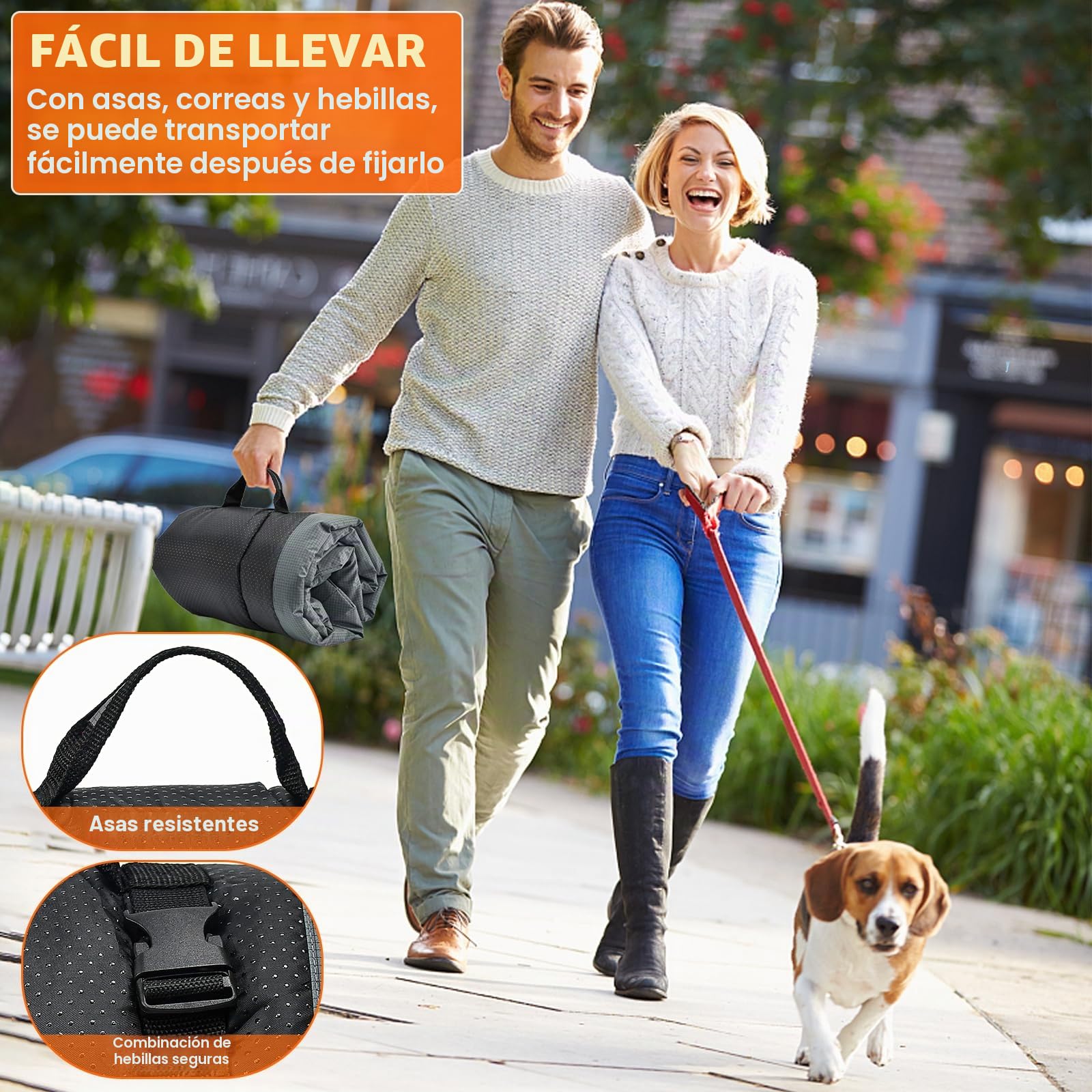 Cama Perro Mediano y Pequeño Antideslizante y Antiestres Colchon Perro Mediano Alfombra Perro Cama Perro Lavable Colchon Impermeable Dog Bed para Viajes, Camping, Exterior (Gris, 90x60 cm)
