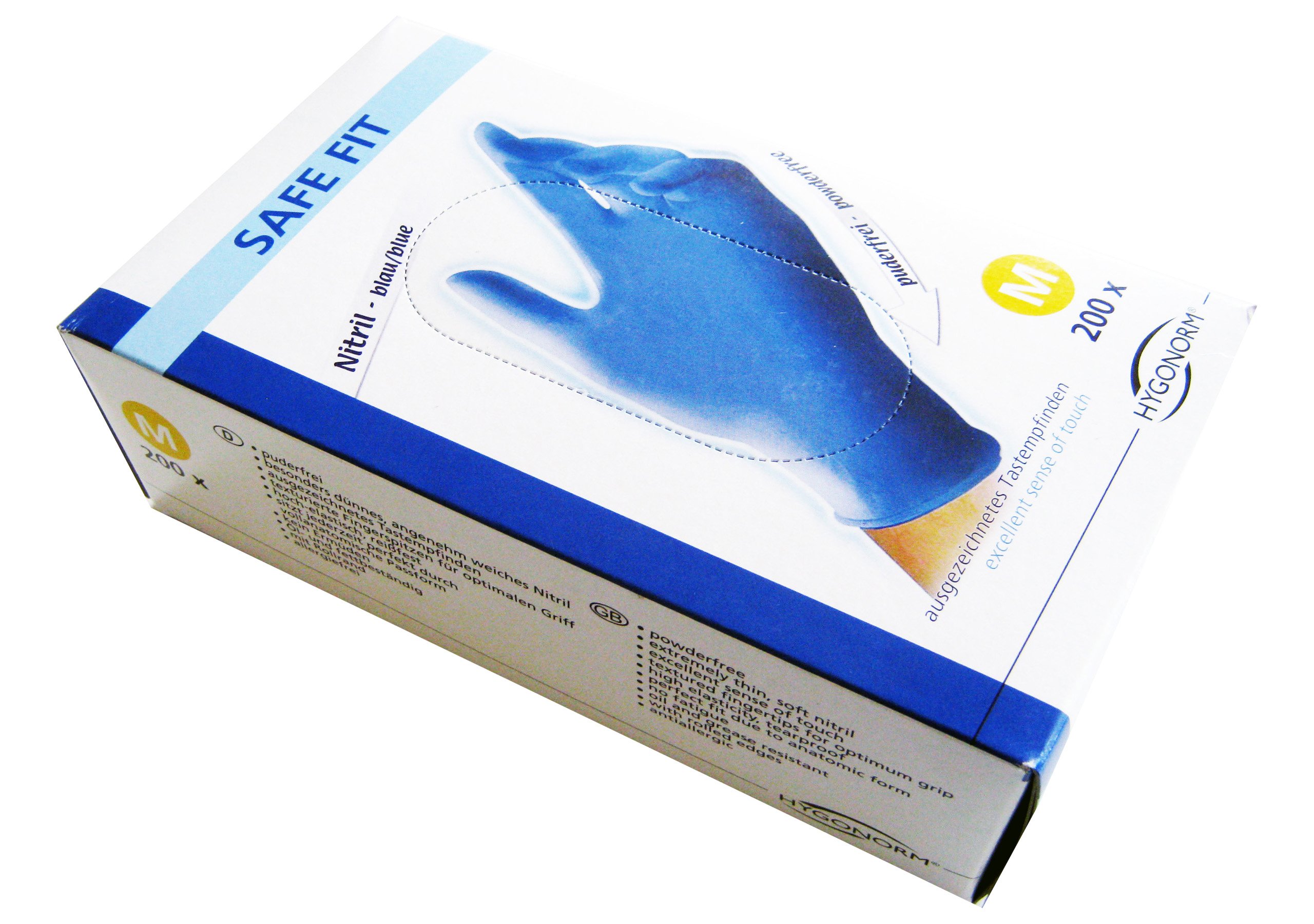 FRANZ MENSCH Nitril-Handschuh blau, Safe Fit 2000 Stück (10 Boxen à 200 Stück) (S)