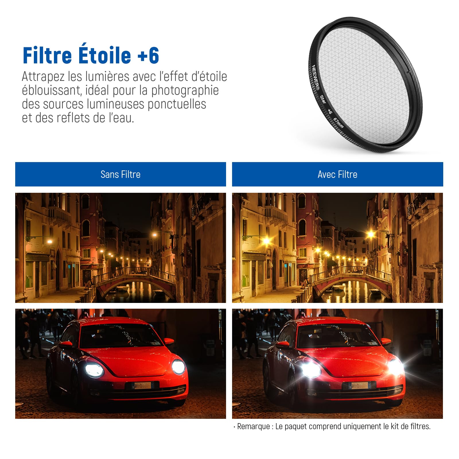 NEEWER 67mm Kit de filtres ND + CPL + Étoile + 4 filtres de couleur dégradés avec Pince pour Objectif de Téléphone,compatible avec iPhone 17,16,16e,15,14 Pro Max Plus et Android Samsung S25 Ultra.