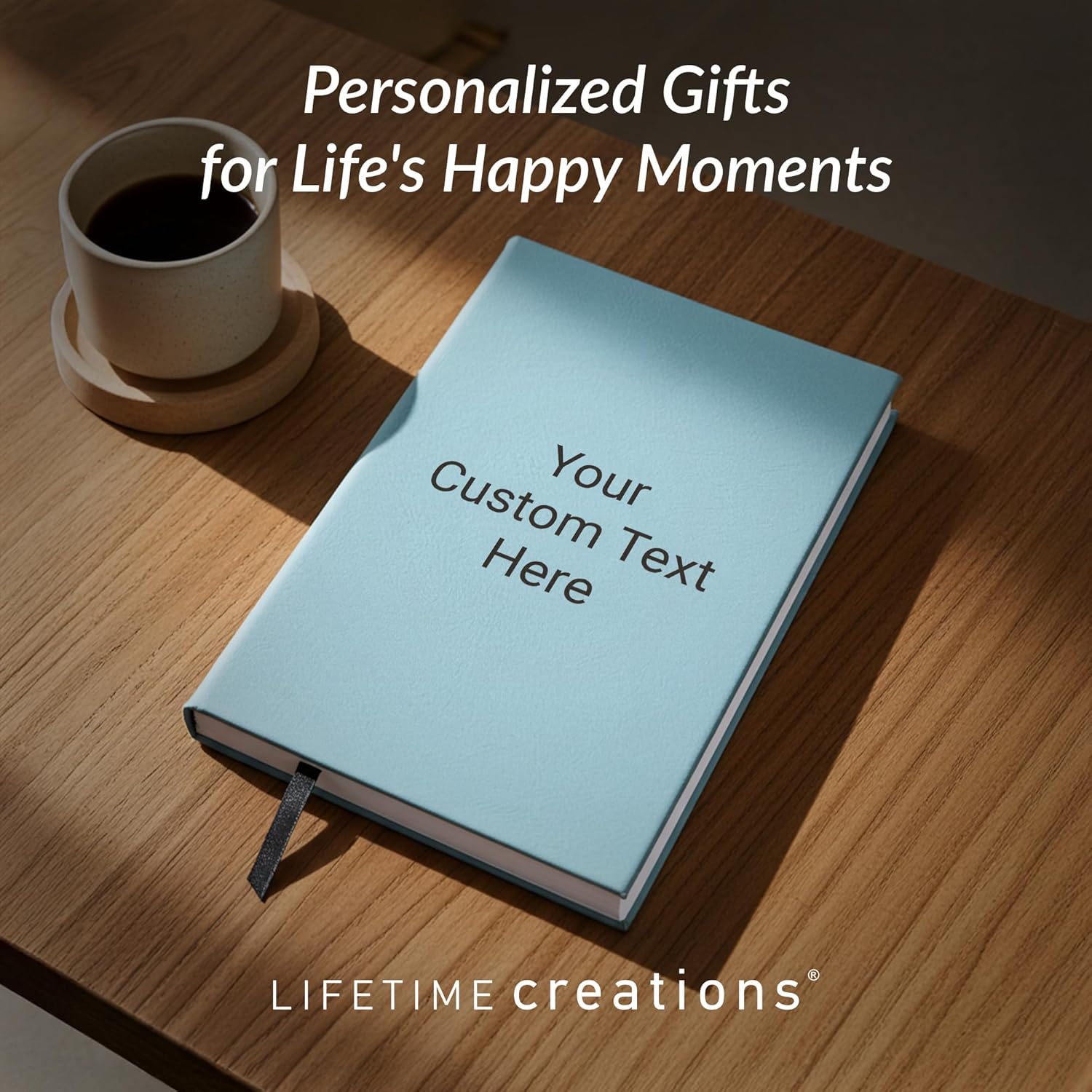 Lifetime Creations Customized Create Your Own Notebook Journal (Turquoise) - Personalized Hardcover Vegan Leather Journaling Notebooks, Business Gift for Women, Men, Teachers, Professionals
