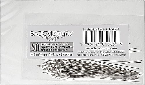 Miniatura 2 de The Beadsmith Basic Elements - Agujas plegables de 2.5 pulgadas de largo, alambre trenzado flexible, ojo grande, fácil de enhebrar, 50 agujas