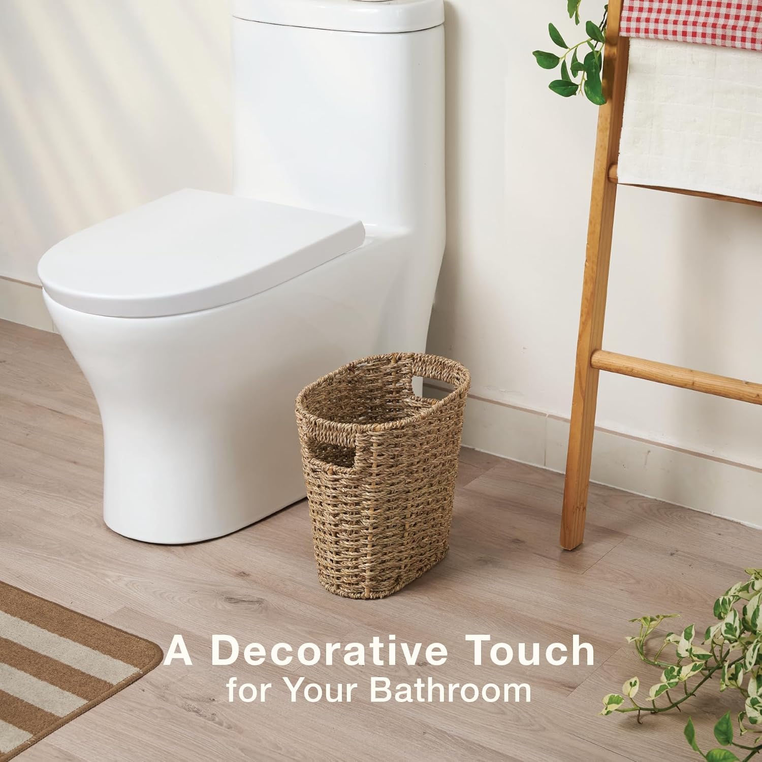 84ECO 2-Pack Oval Seagrass Garbage Can for Bathrooms