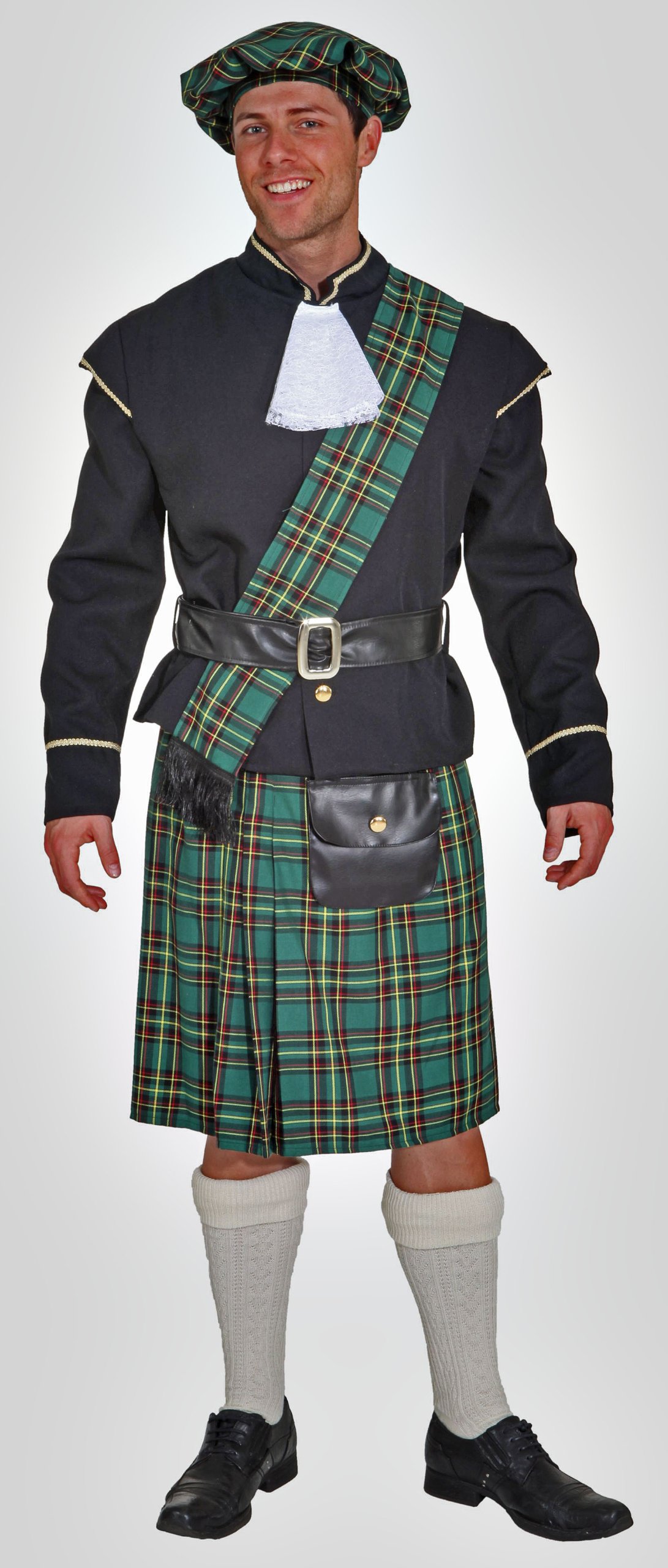 ORLOB Scot in green (jacket with sash, hat, skirt, belt) - Size: 46/48-58/60 (Men: 58/60)