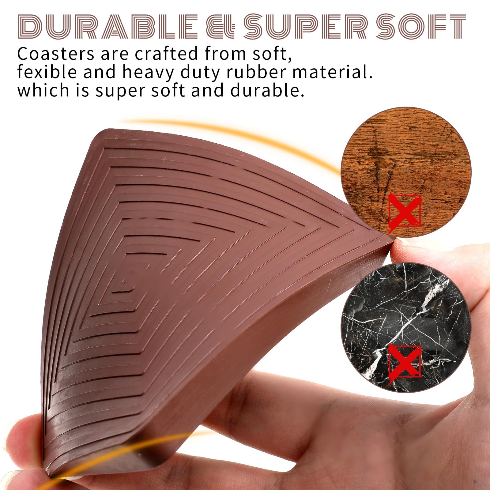 4 PCS 3.5inch Square Rubber Furniture Caster Cups, Non Slip Furniture Pads - Image 3