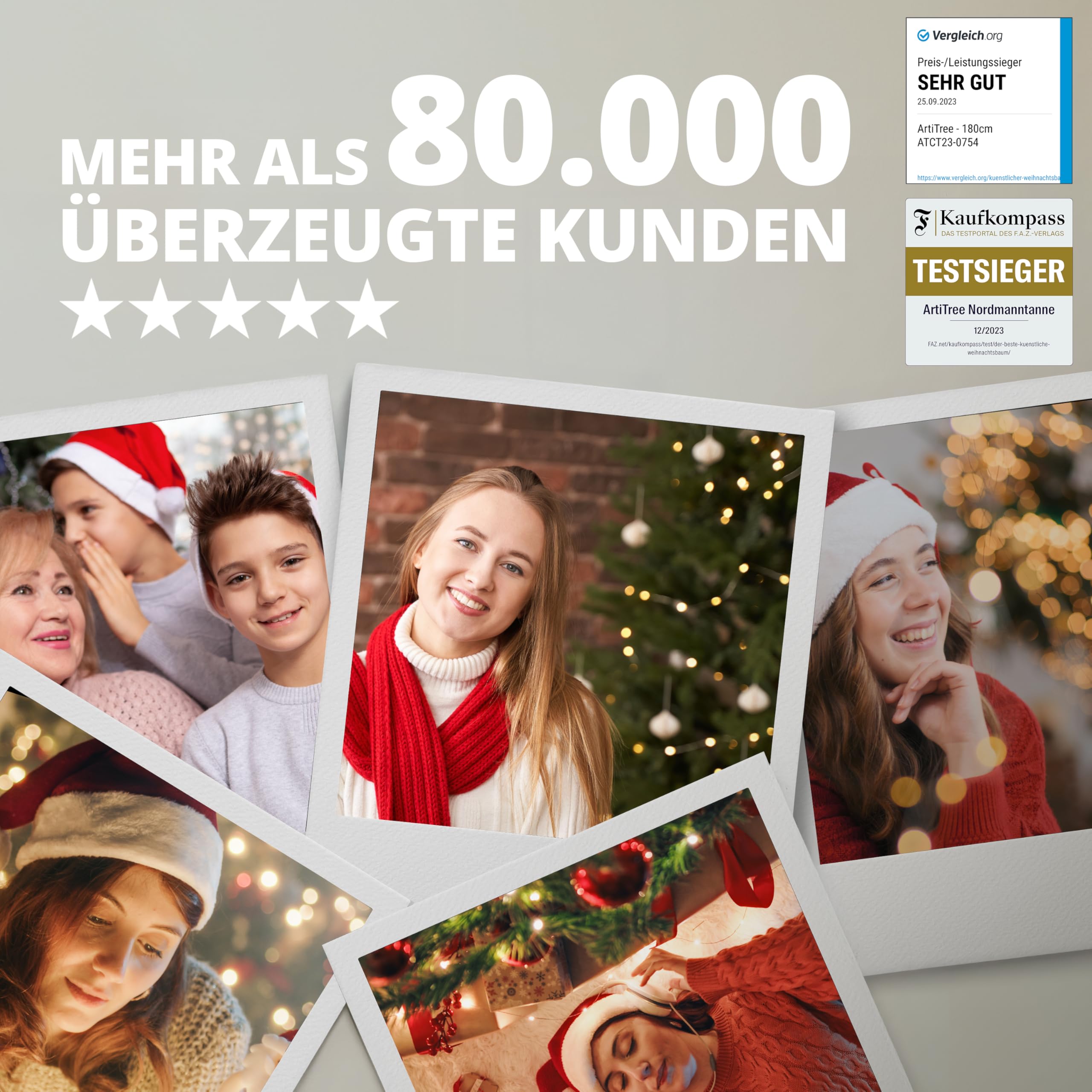 ArtiTree Künstlicher Weihnachtsbaum 180 cm – 100 % Spritzguss Nordmanntanne | Premium Tannenbaum naturgetreu inkl. FSC-Holzständer & Aufbewahrungstasche
