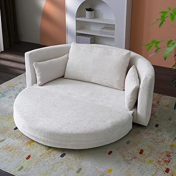 JUSTONE 55.12 Foldable Sleeper Sofa Bed, Floor Sofa Chair Bed,Multi-Functional, Circular Bed, Adjustable Futon Sofa Folding Lazy Sofa Couch for Balcony,Living Room Beige