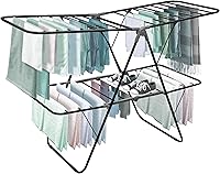 Brookstone 2-Tier Folding Clothes Drying Rack - Indoor/Outdoor Collapsible Laundry Stand, Rust-Proof Stainless Steel, Heavy Duty & Portable
