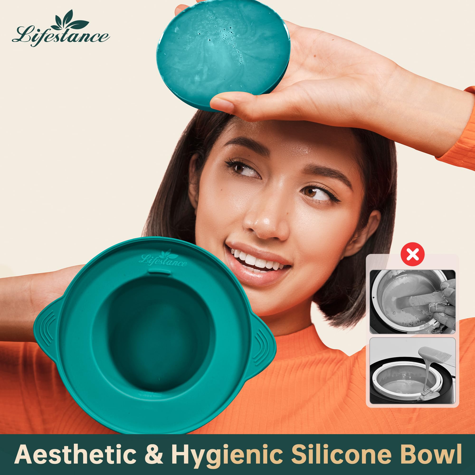 Lifestance L3 Chauffe Cire Epilation, Kit de cire d'épilation Emerald Alloy numérique Inclure 400g Perles et un bol en silicone, pour Corps de bikini brésilien visage