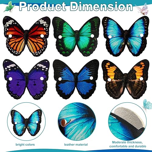 Miniatura 4 de 6 pasadores de pelo de cuero con palo, pinzas de cuero de mariposa para el pelo de piel sintética de mariposa, accesorio caprichoso para otoño,